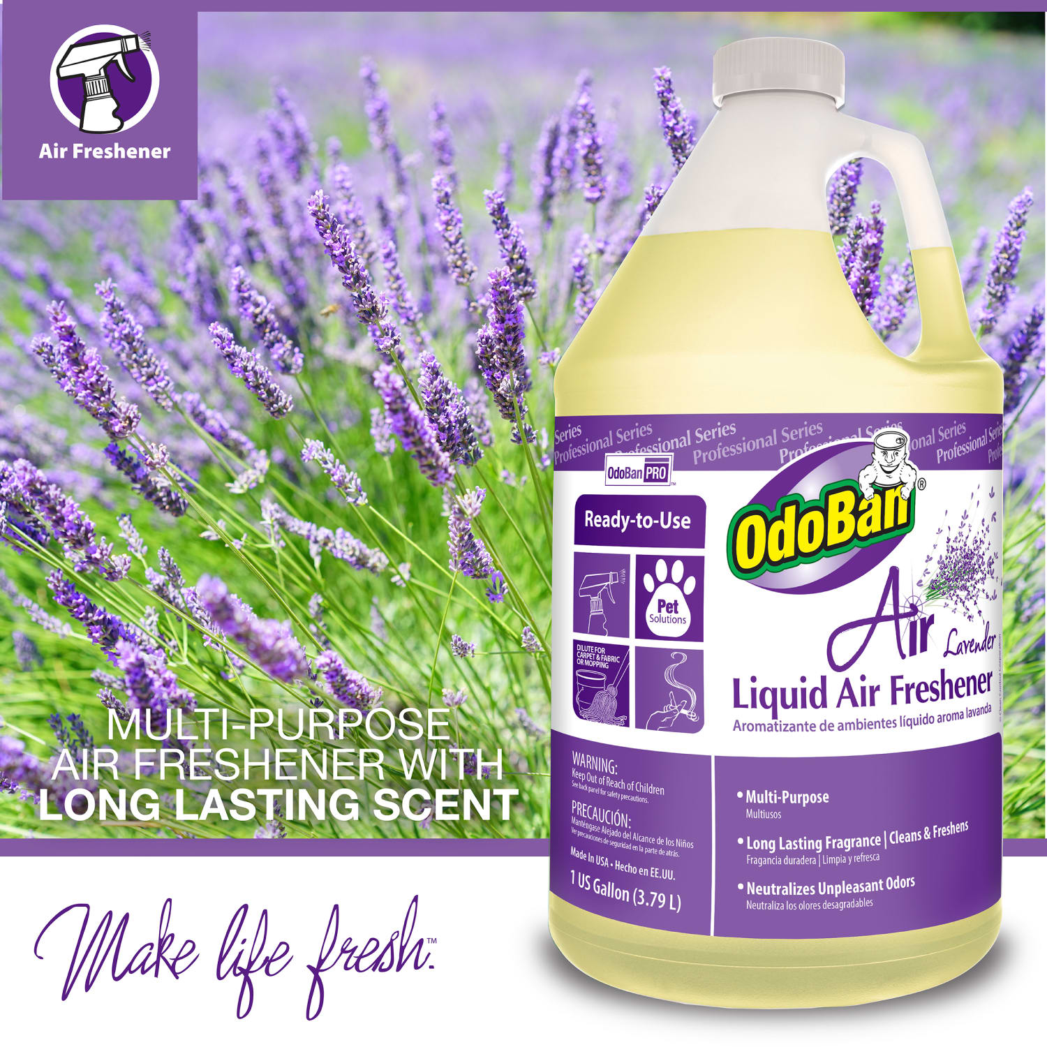 OdoBan Professional Series Ready-To-Use Liquid Air Freshener, Cherry, Spring Fresh And Lavender Scent, 1 Gallon, Pack Of 3 Jugs - Image 5