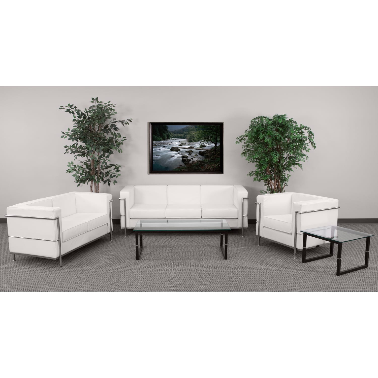 Flash Furniture HERCULES Regal Series Reception Set in LeatherSoft Melrose White PopularChairscom Flash Furniture HERCULES Regal Series Reception Set in LeatherSoft Melrose White PopularChairscom