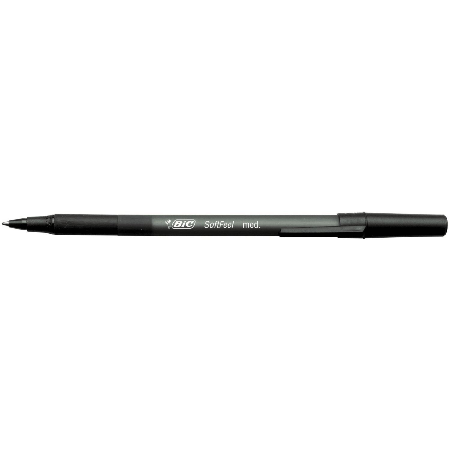 BIC Soft Feel Stick Pens, Medium Point, 1.0 mm, Black Barrel, Black Ink, Pack Of 12 - Image 3