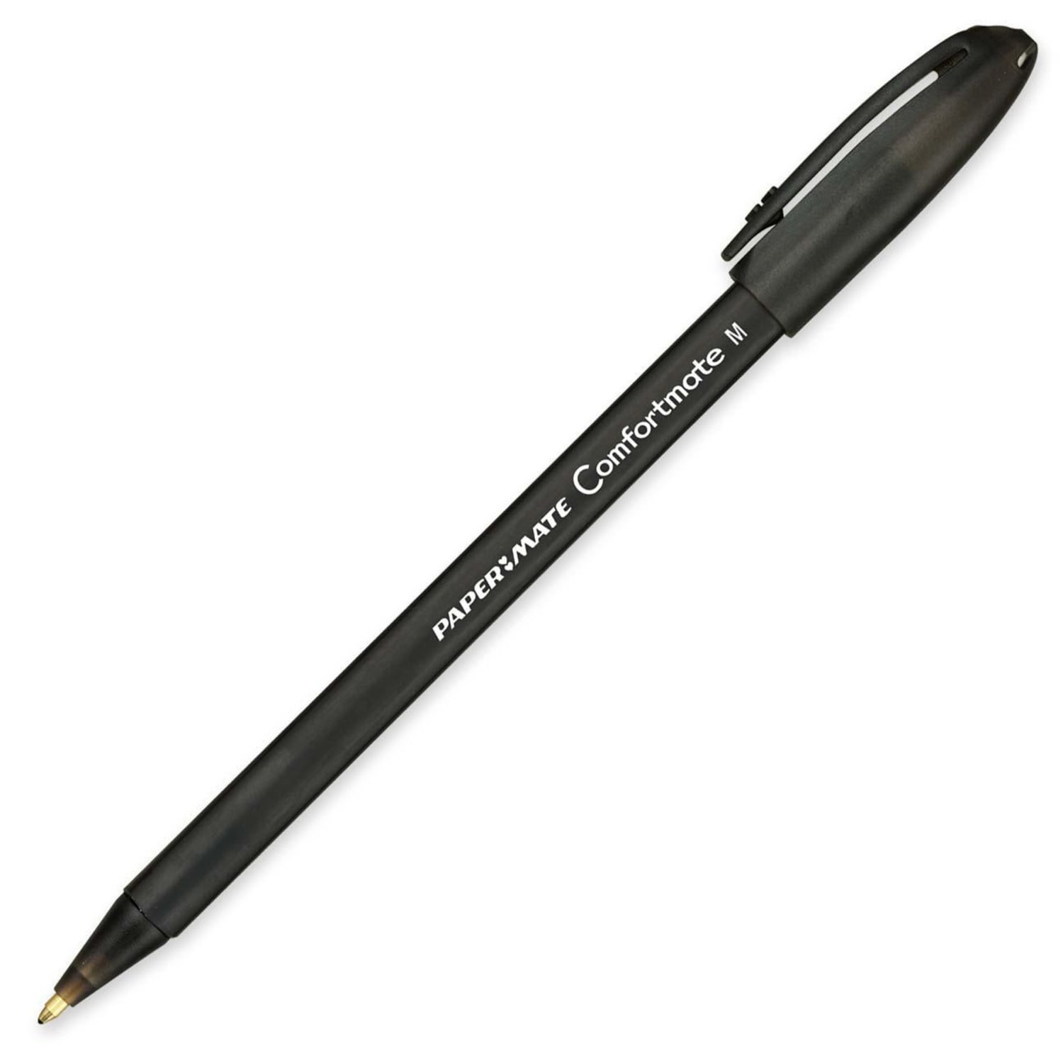 Paper Mate Comfortmate Ultra Ballpoint Stick Pens, Medium Point, 1.0 mm, Black Barrel, Black Ink, Pack Of 12 - Image 5