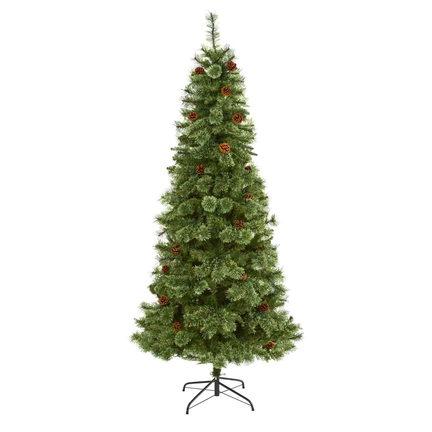 Nearly Natural White Mountain Pine 84inH Artificial Christmas Tree With Bendable Branches, 84inH x 37inW x 37inD, Green