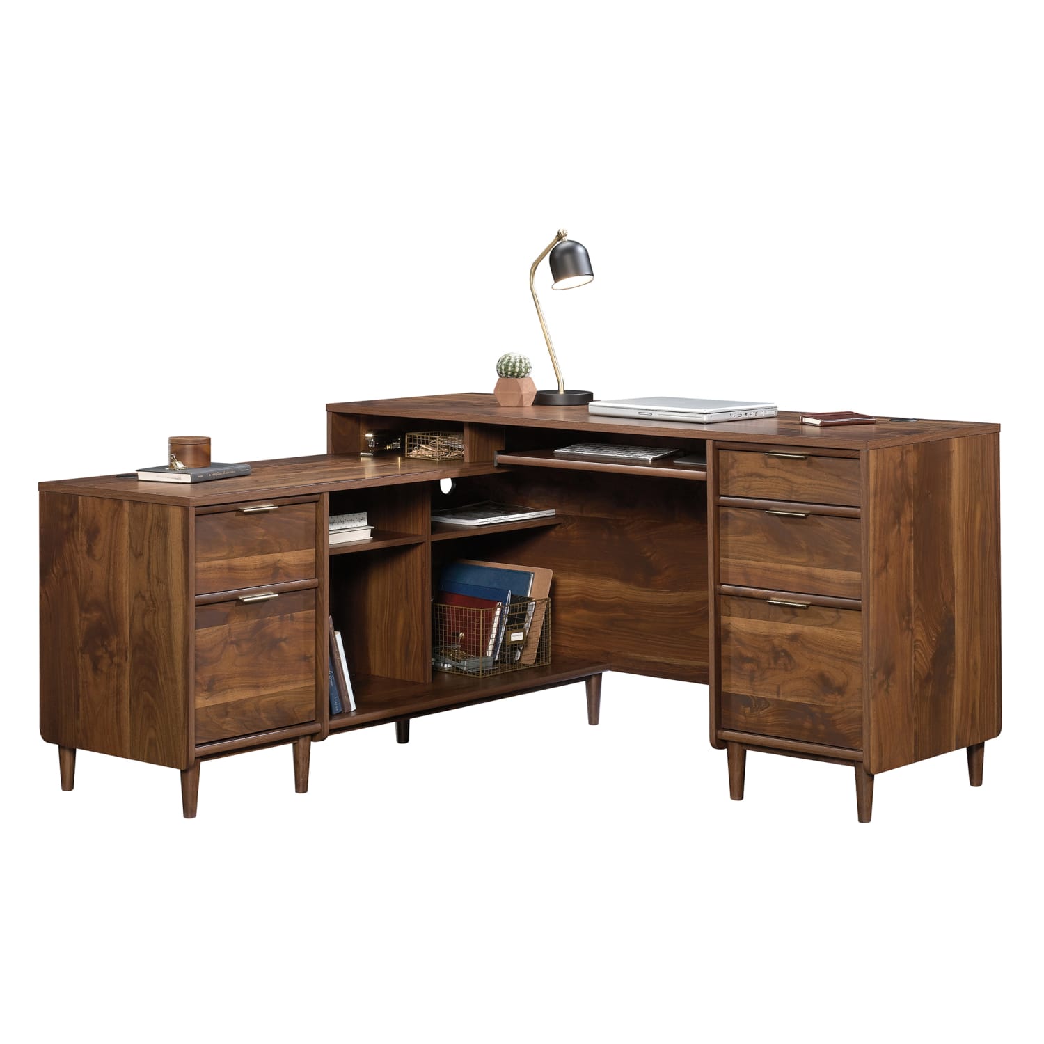 Sauder Clifford Place 59inW L-Shaped Corner Desk, Grand Walnut - Image 4