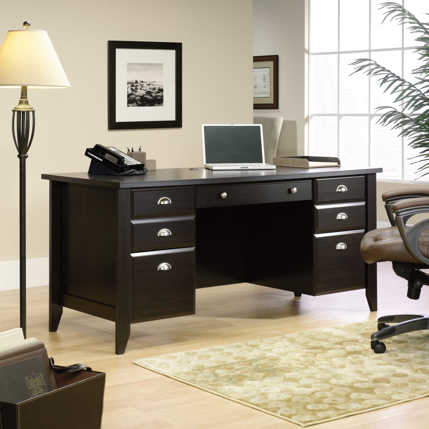 Sauder Shoal Creek 66inW Executive Computer Desk, Jamocha Wood - Image 3
