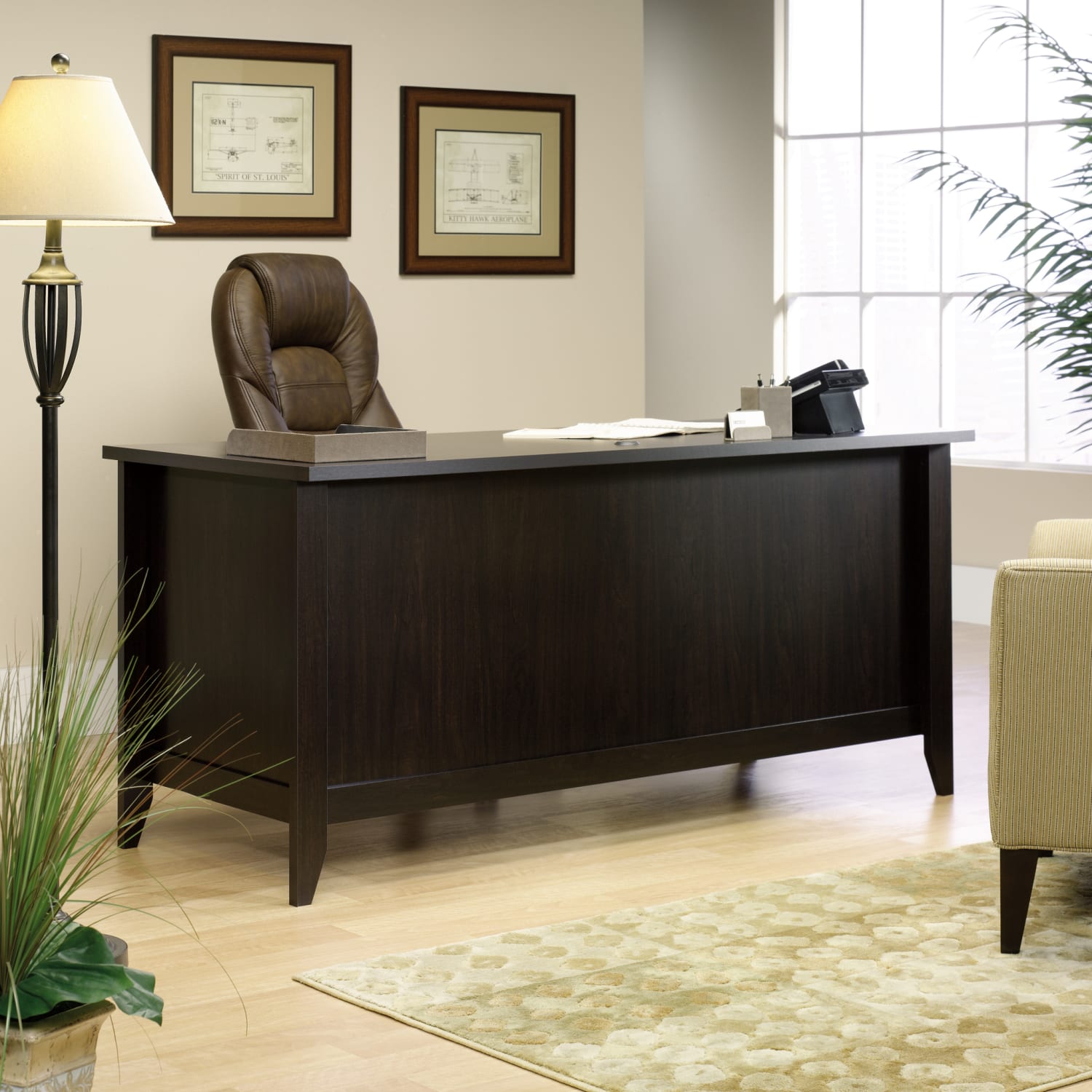 Sauder Shoal Creek 66inW Executive Computer Desk, Jamocha Wood - Image 4