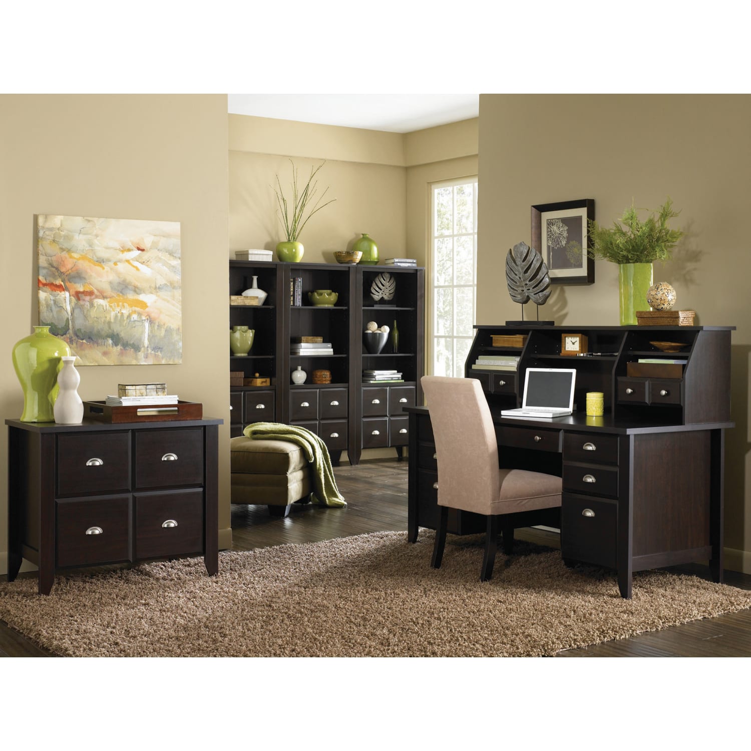 Sauder Shoal Creek 66inW Executive Computer Desk, Jamocha Wood - Image 5