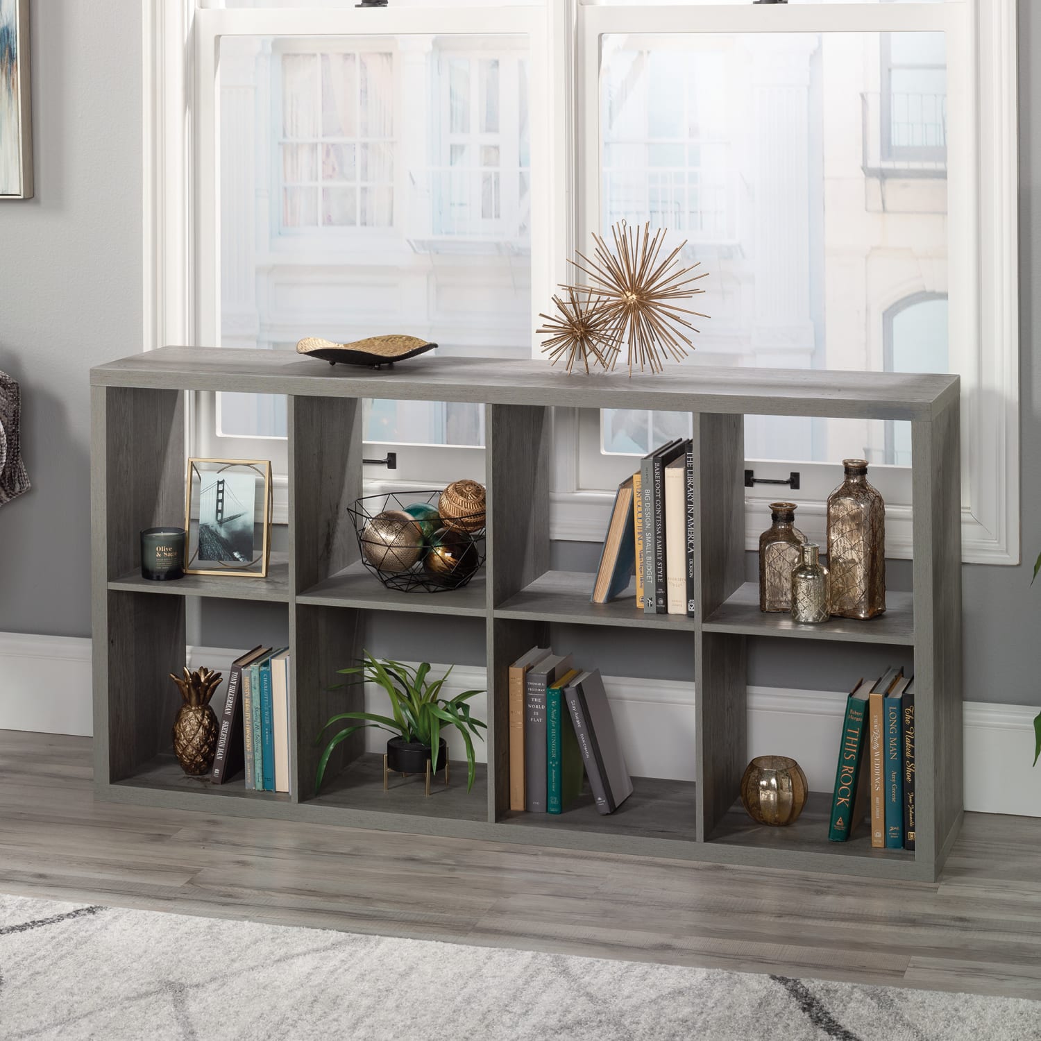 Sauder Select 58inH 8-Cube Storage Bookcase, Mystic Oak - Image 4