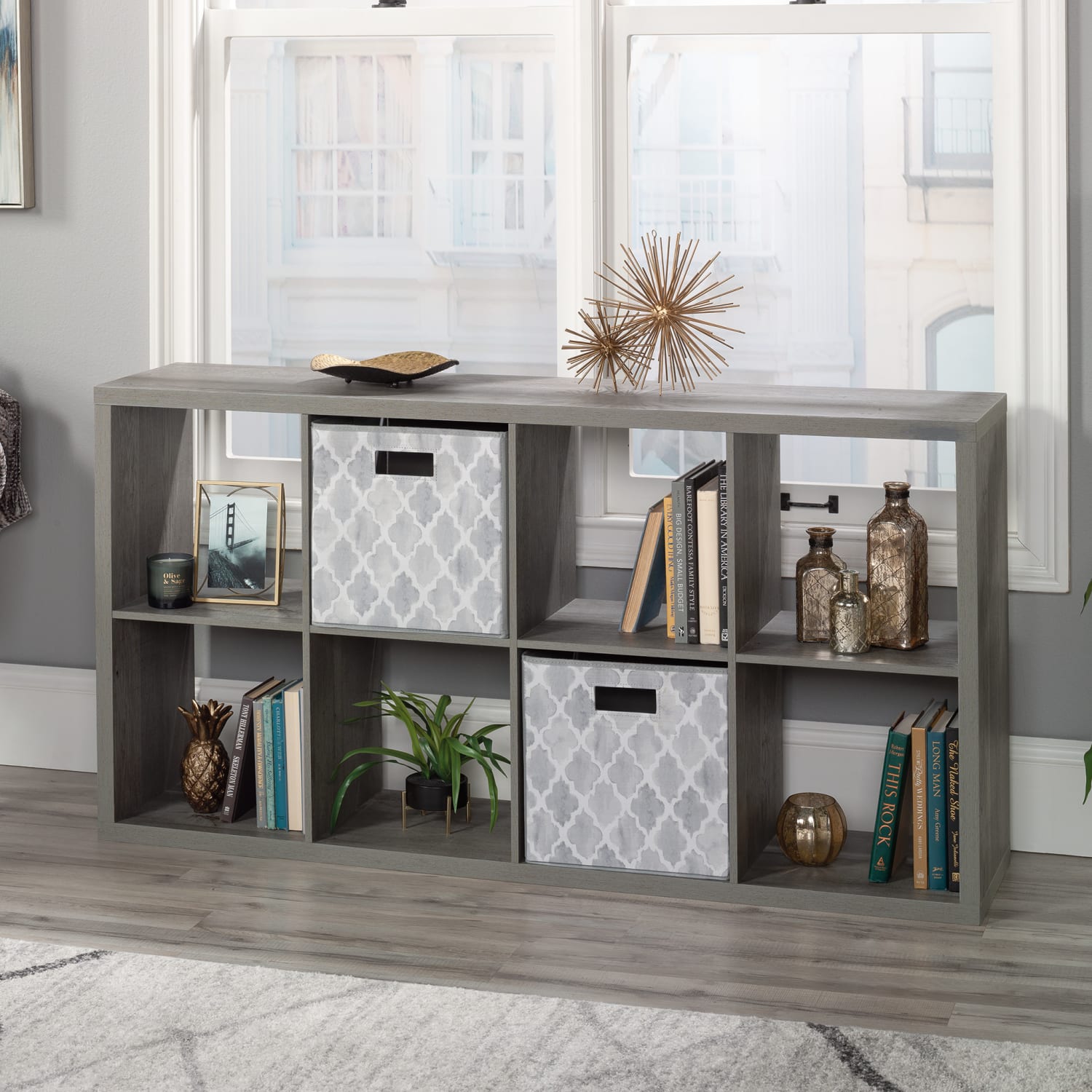 Sauder Select 58inH 8-Cube Storage Bookcase, Mystic Oak - Image 6
