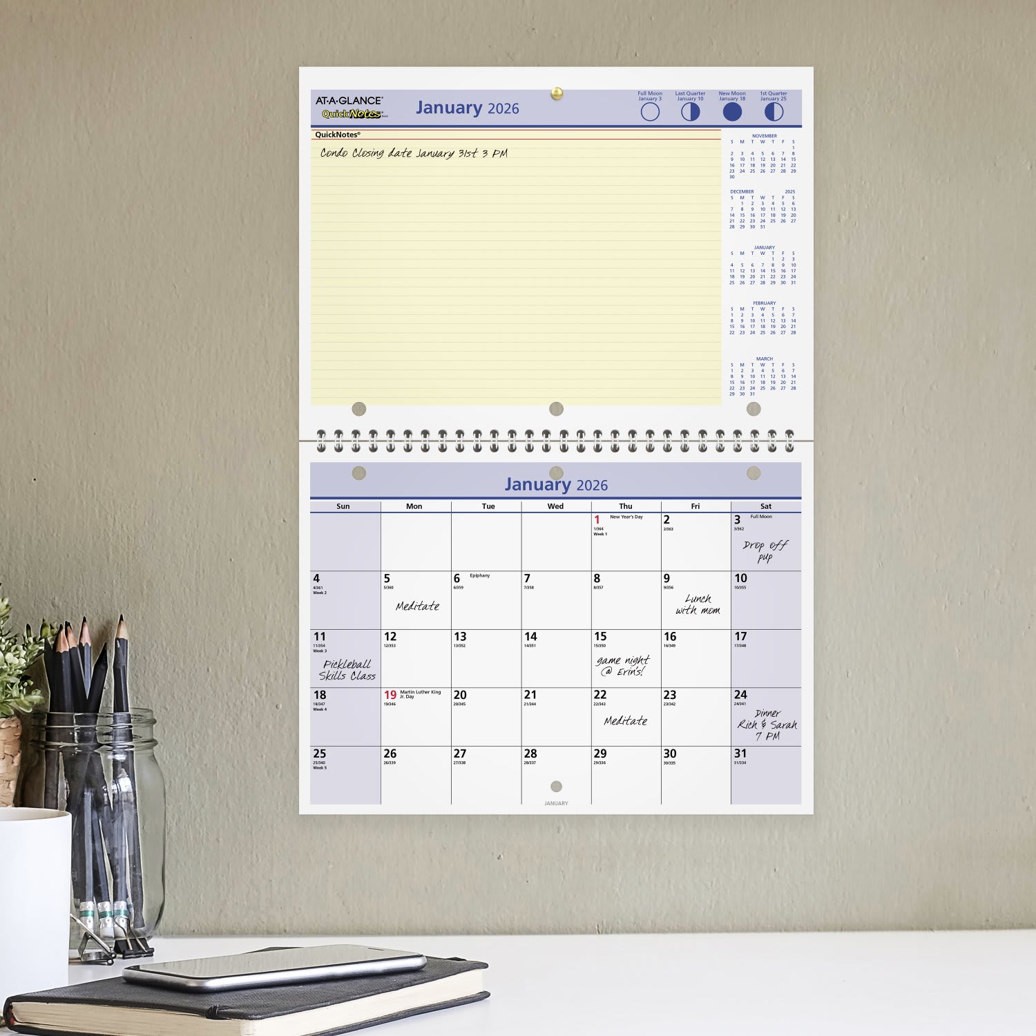 AT-A-GLANCE QuickNotes 2026 Monthly Desk Wall Calendar, Small, 11in x 8in - Image 4