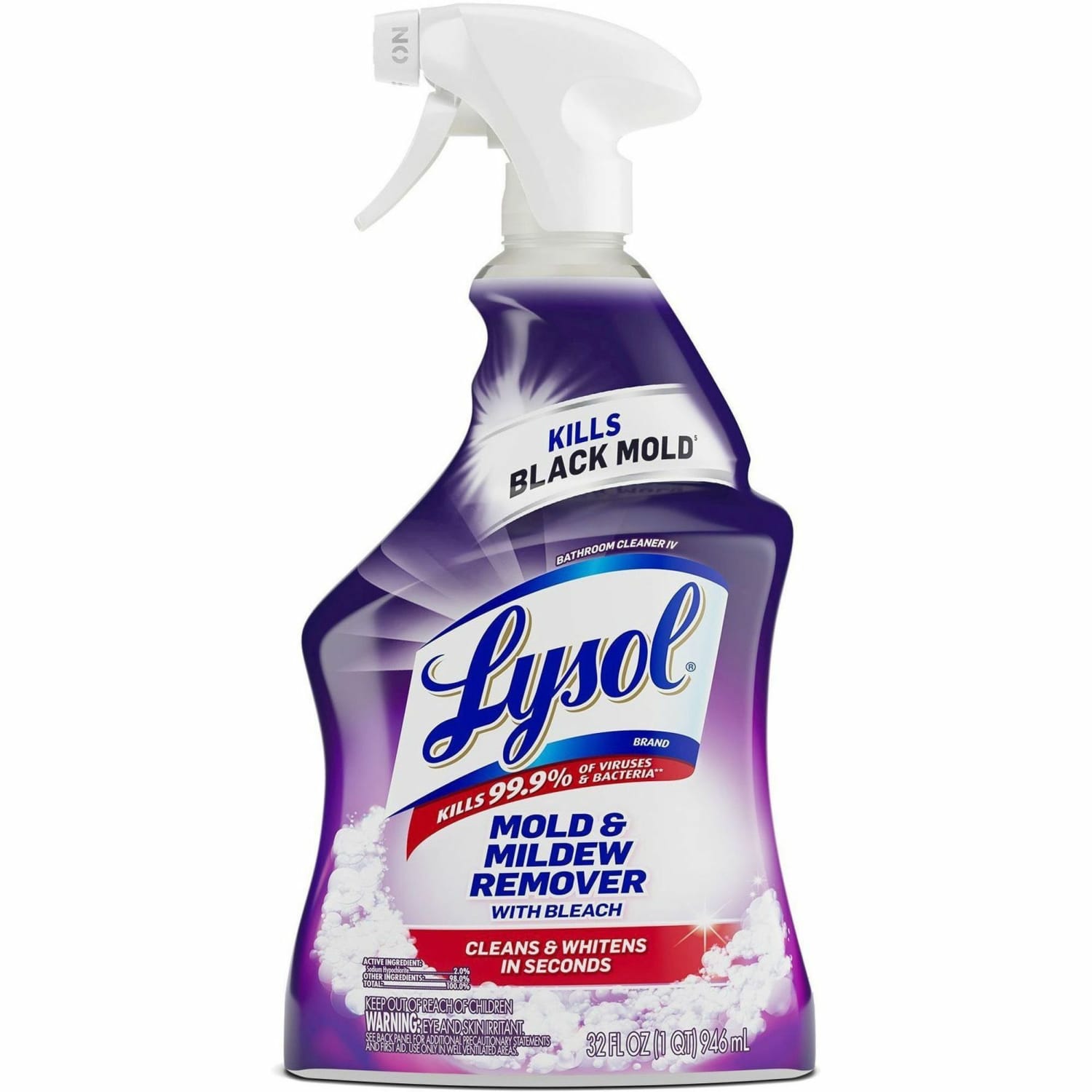 Lysol Mold/Mildew Remover - For Tile, Ceramic, Tub, Hard Surface, Nonporous Surface, Vinyl Curtains, Grout - 32 fl oz (1 quart) - Disinfectant, Non-abrasive - White - 12 / Carton - Image 3