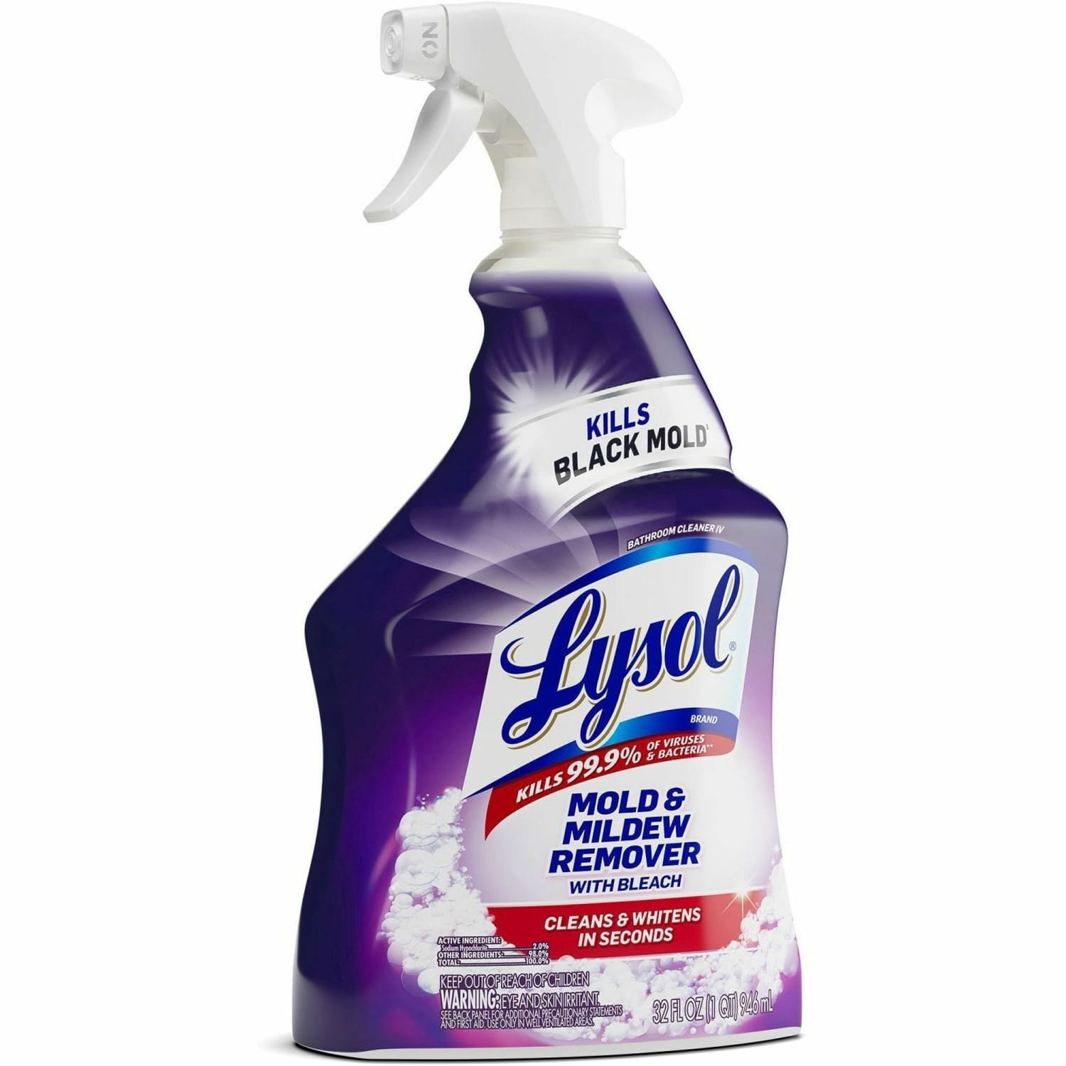 Lysol Mold/Mildew Remover - For Tile, Ceramic, Tub, Hard Surface, Nonporous Surface, Vinyl Curtains, Grout - 32 fl oz (1 quart) - Disinfectant, Non-abrasive - White - 12 / Carton - Image 4