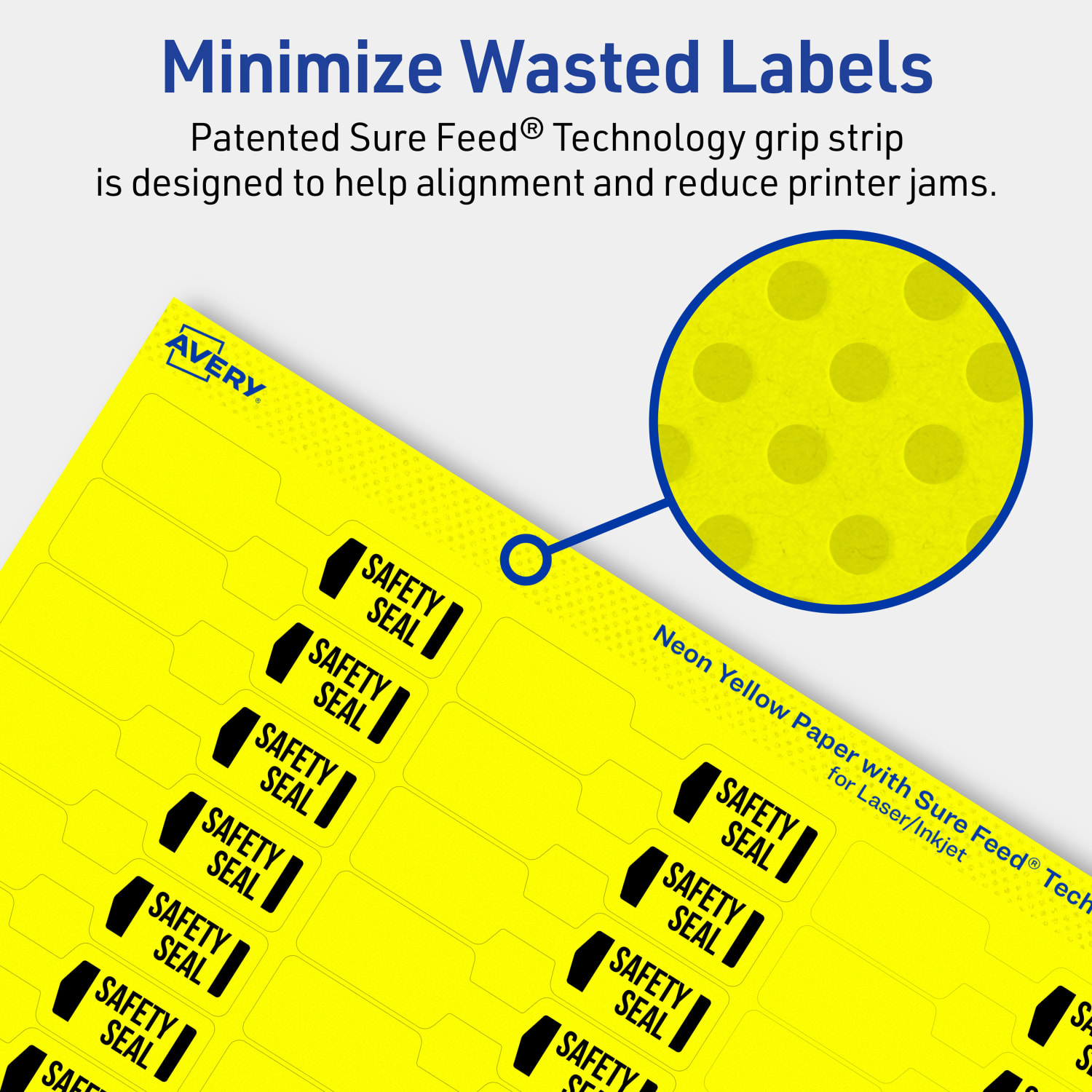 Avery Printable Labels With Sure Feed Technology, 94749-NYP40, Barbell, 1/2in x 2-1/2in, Matte Neon Yellow, Pack of 1800 - Image 5