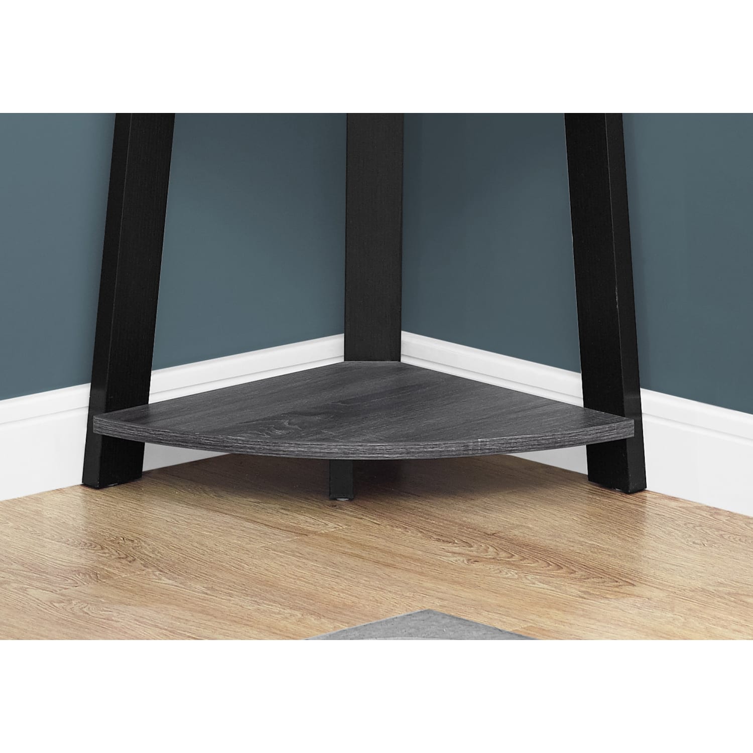 Monarch Specialties 71inH 5-Shelf Corner Bookcase, Black/Gray - Image 5