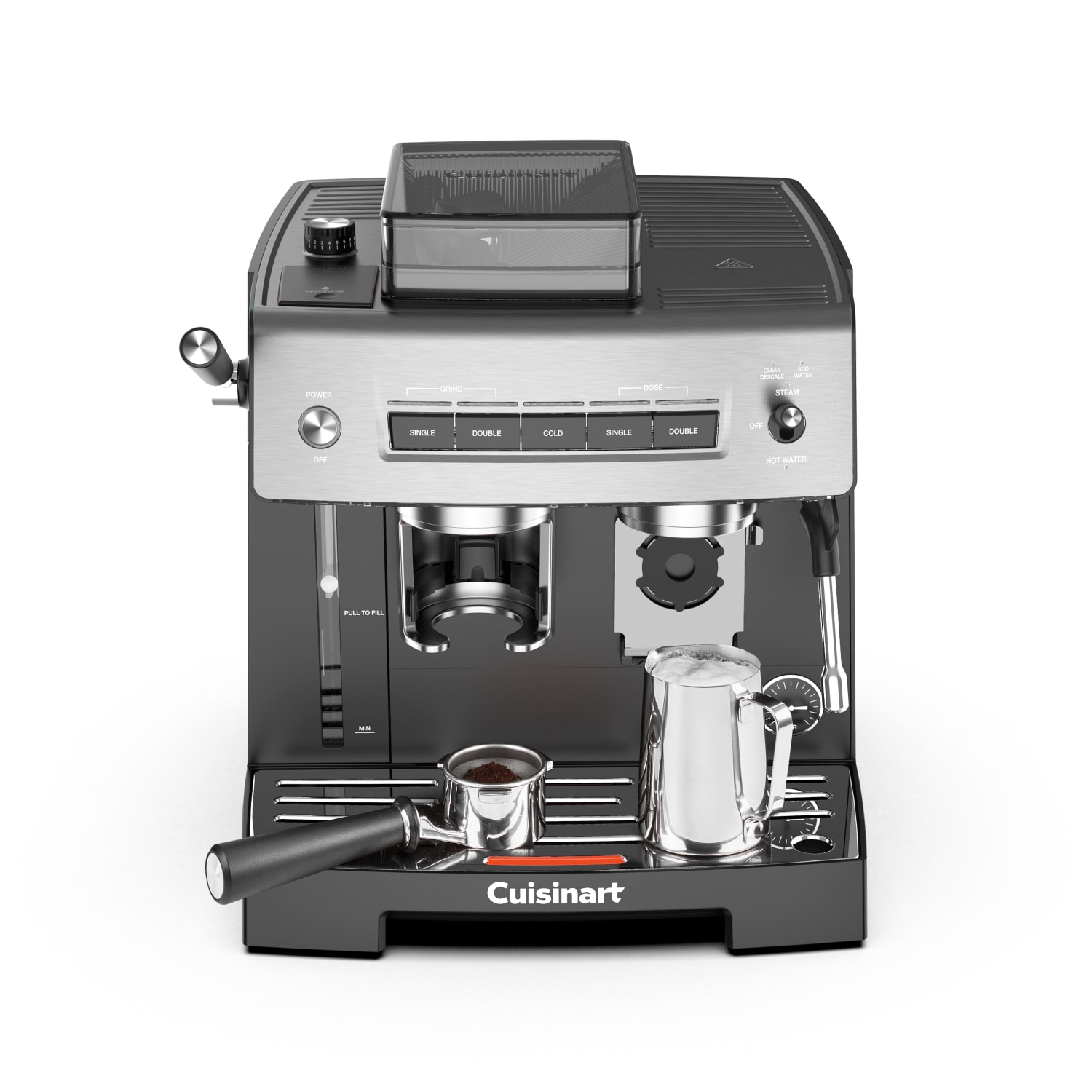 Cuisinart Brew And Grind 12-Cup Espresso Machine, Black/Silver