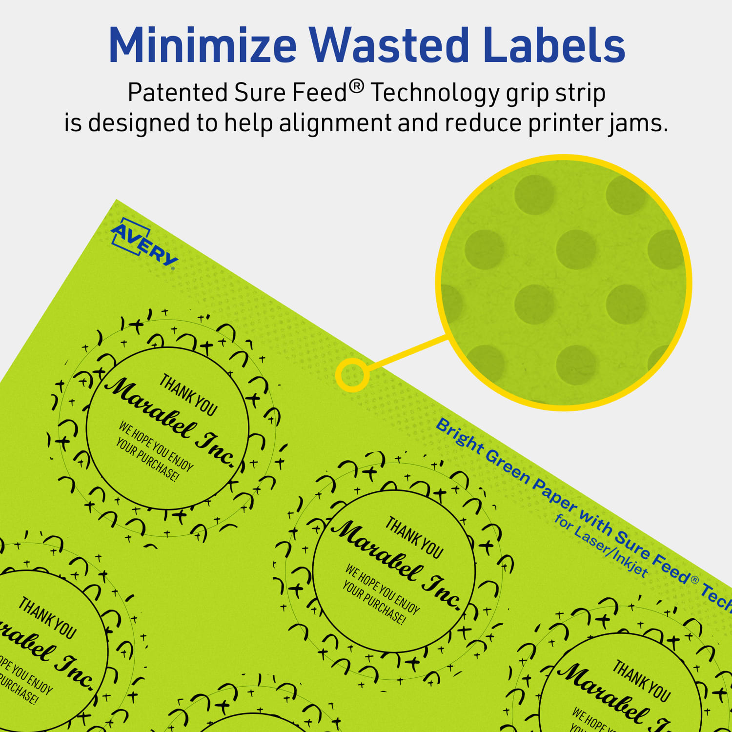 Avery Print-To-The-Edge Labels With Sure Feed Technology And Easy Peel Label Feature, 94501-BGP20, Round, 2in, Matte Bright Green, Pack of 240 - Image 5