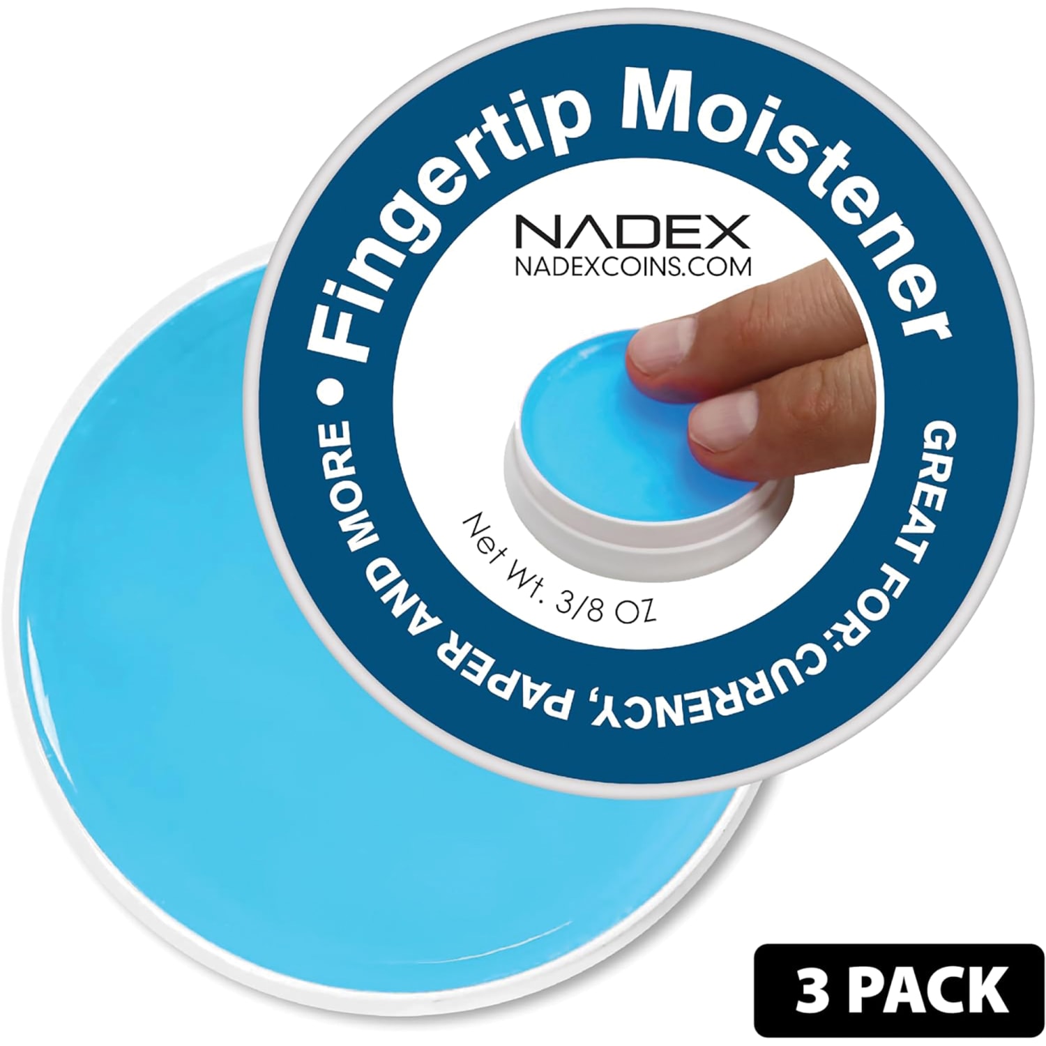 Nadex Coins Non-Slip Cash-Counting NXTE-1742 Fingertip Moistener Pads, Blue, Pack Of 3 Pads - Image 3