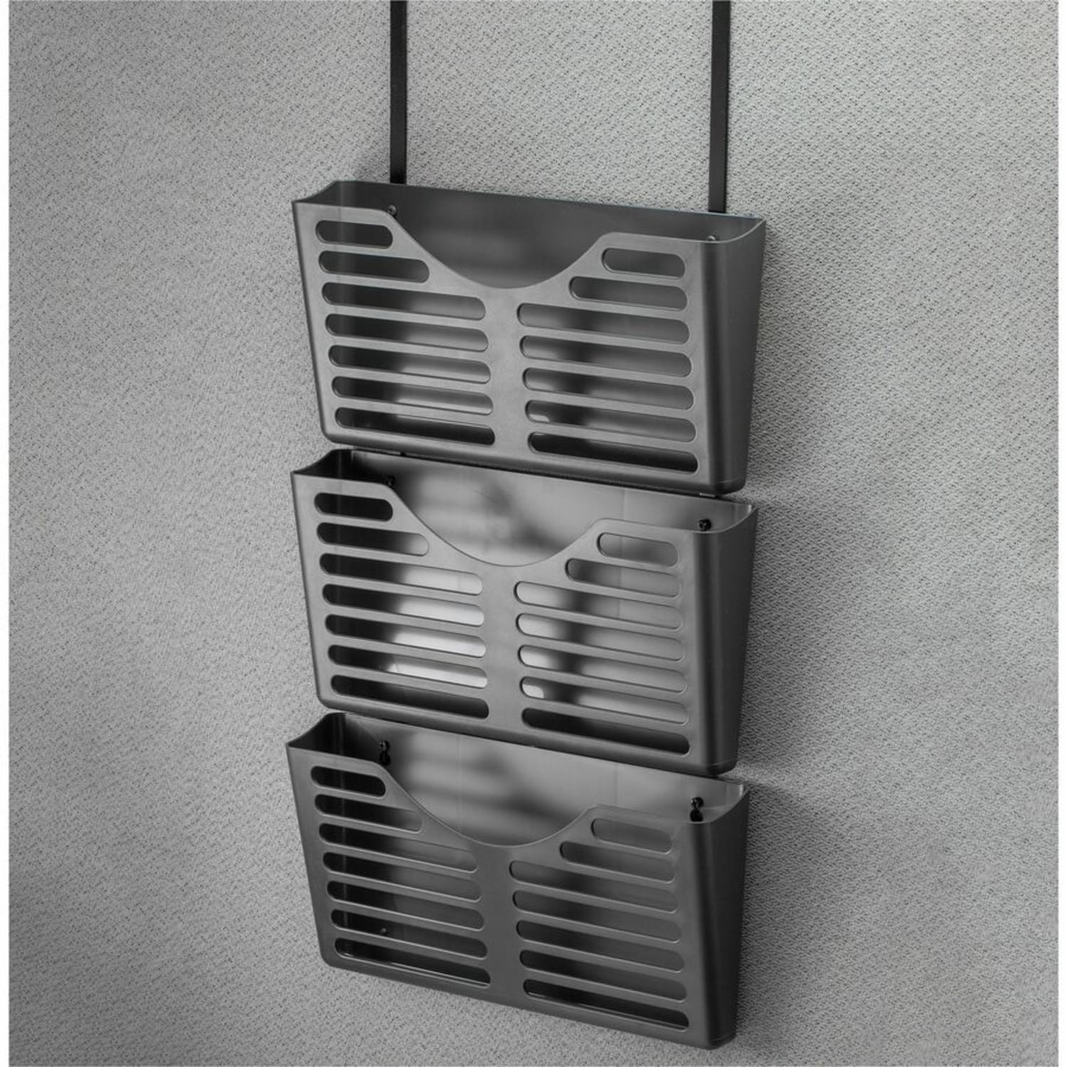 Lorell 3-Pocket Plastic Hanging Wall File, 9-3/4inH x 13-3/4inW x 4-9/16inD, 30% Recycled, Black - Image 5