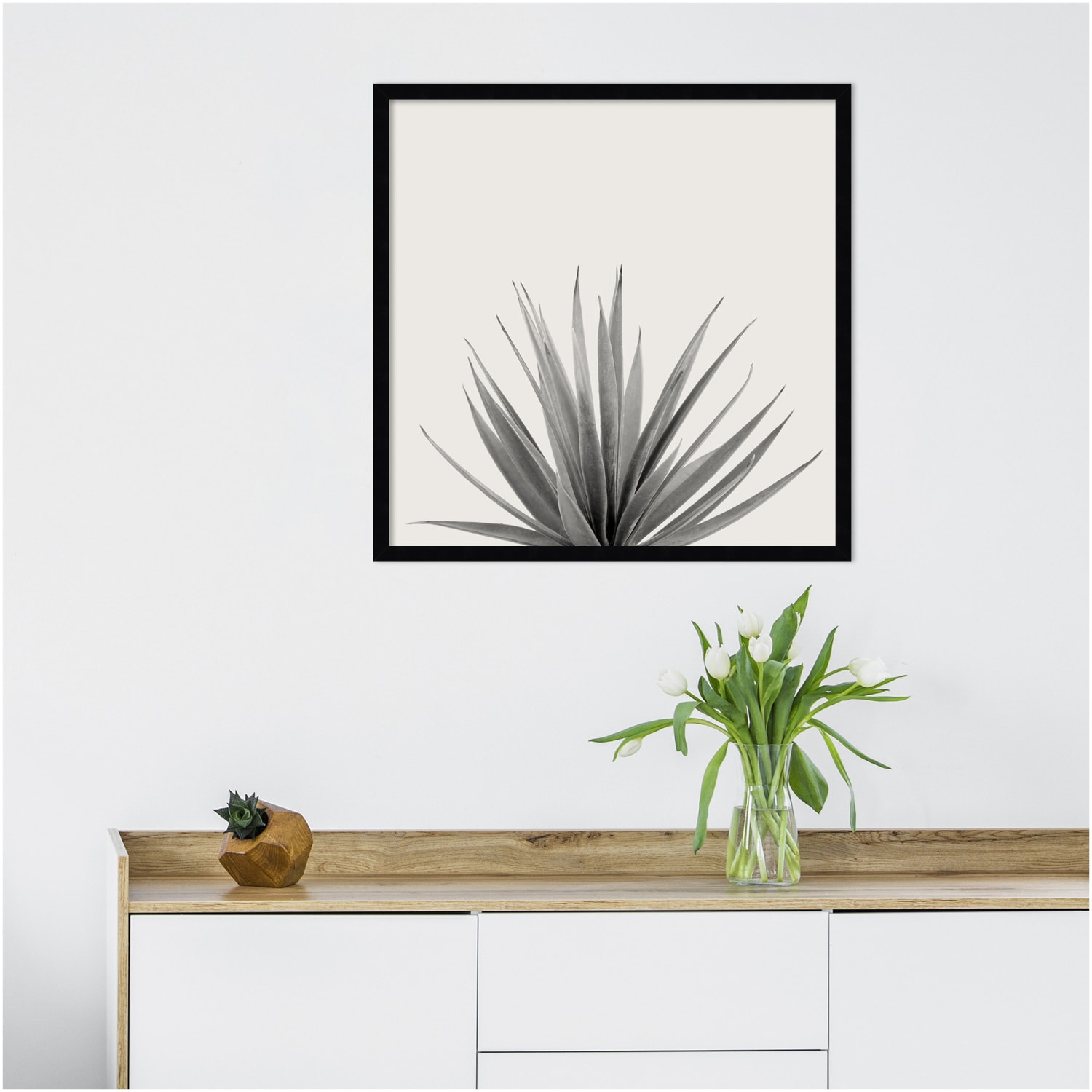 Amanti Art Haze Agave Succulent by The Creative Bunch Wood Framed Wall Art Print, 25inH x 25inW, Black - Image 3