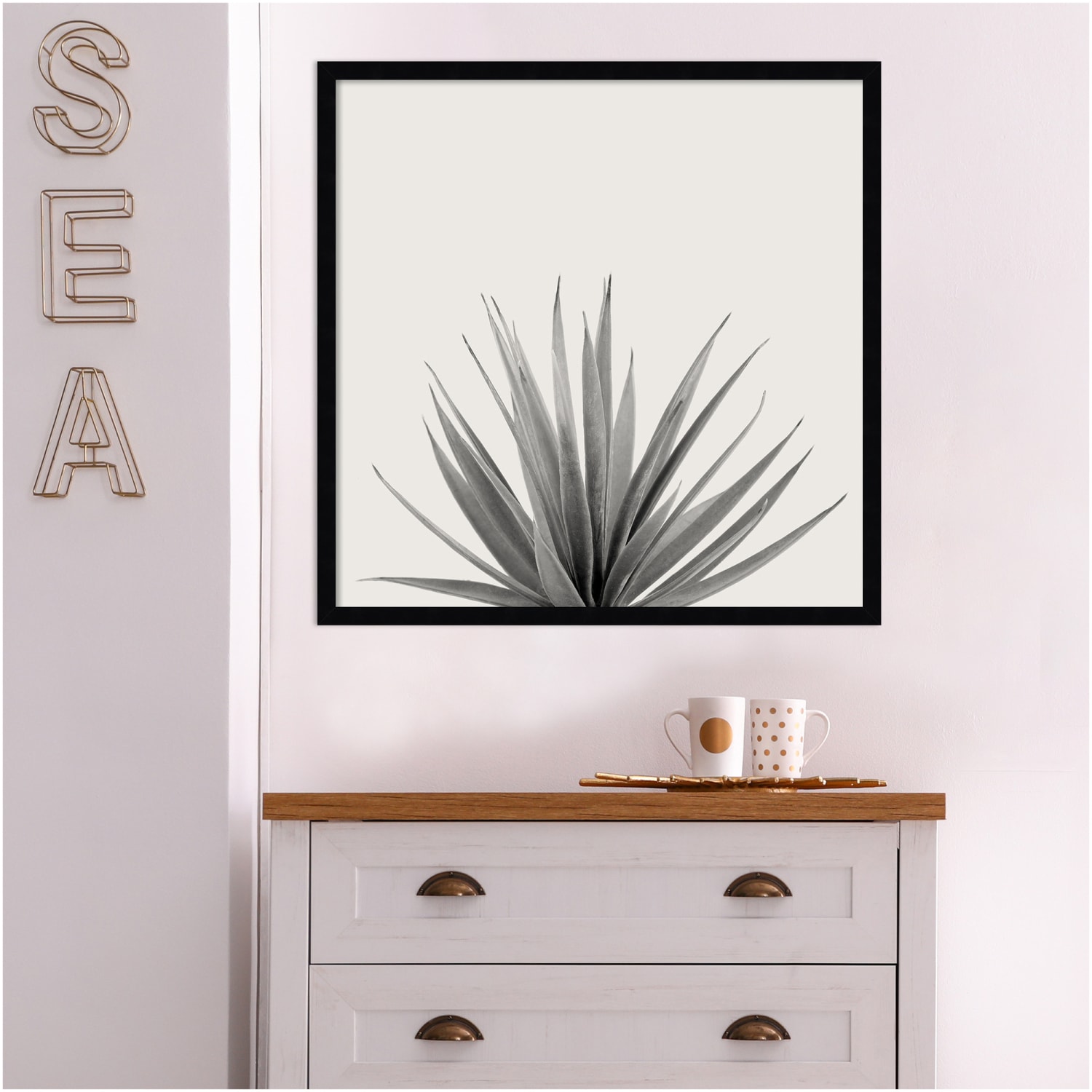 Amanti Art Haze Agave Succulent by The Creative Bunch Wood Framed Wall Art Print, 25inH x 25inW, Black - Image 4