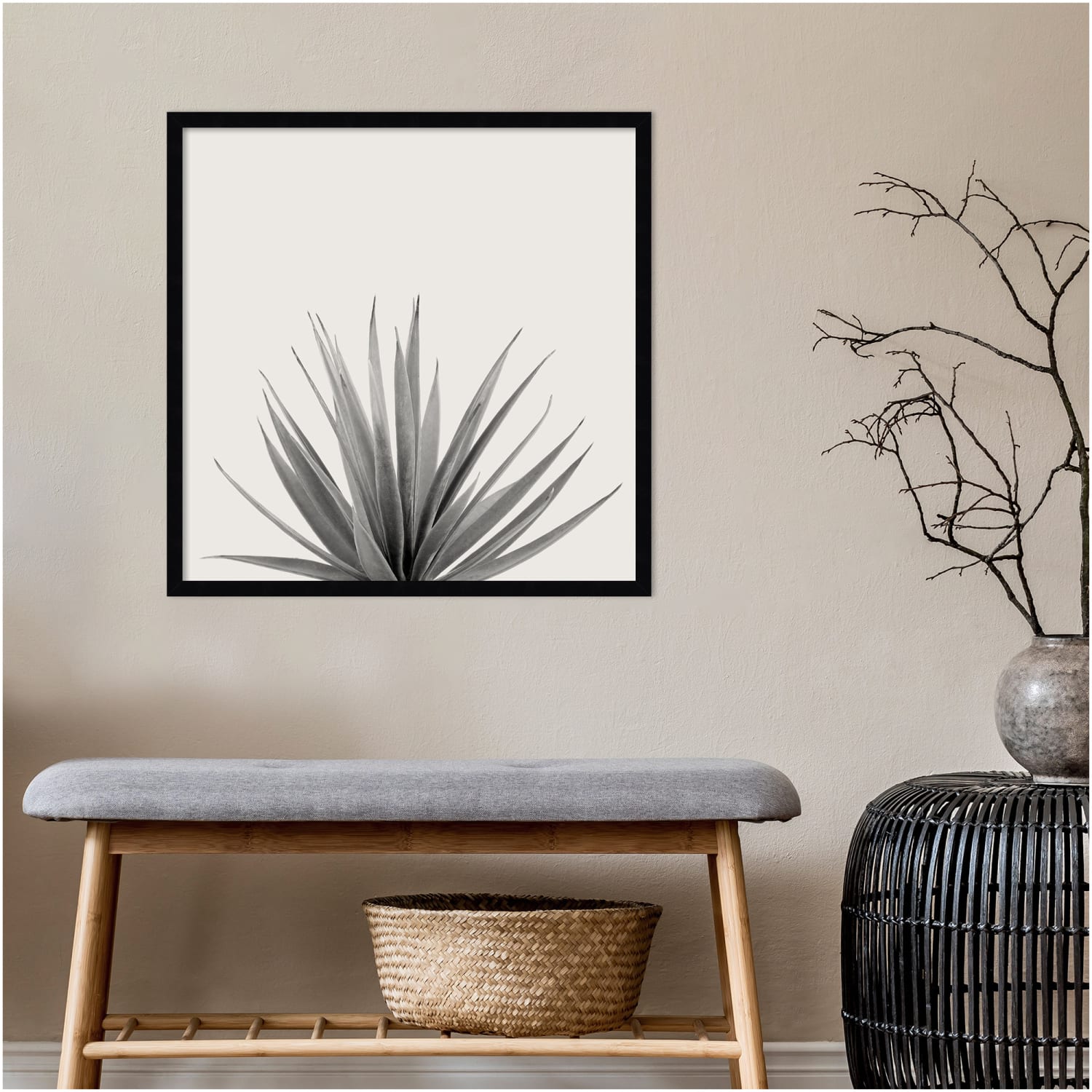 Amanti Art Haze Agave Succulent by The Creative Bunch Wood Framed Wall Art Print, 25inH x 25inW, Black - Image 5