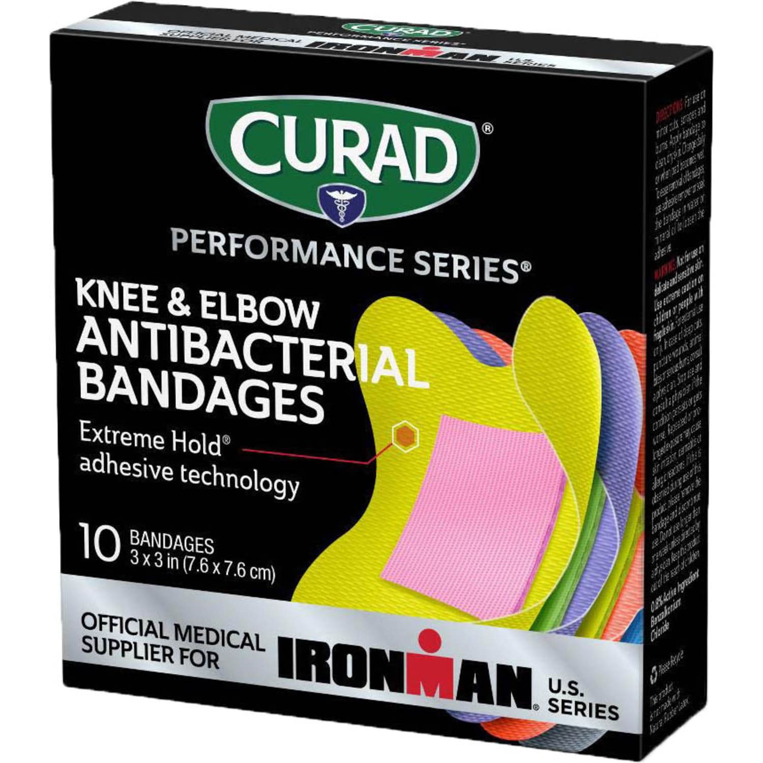 CURAD IRONMAN Performance Series Antibacterial Bandages, 3in x 3in, Pack Of 240 Bandages - Image 3