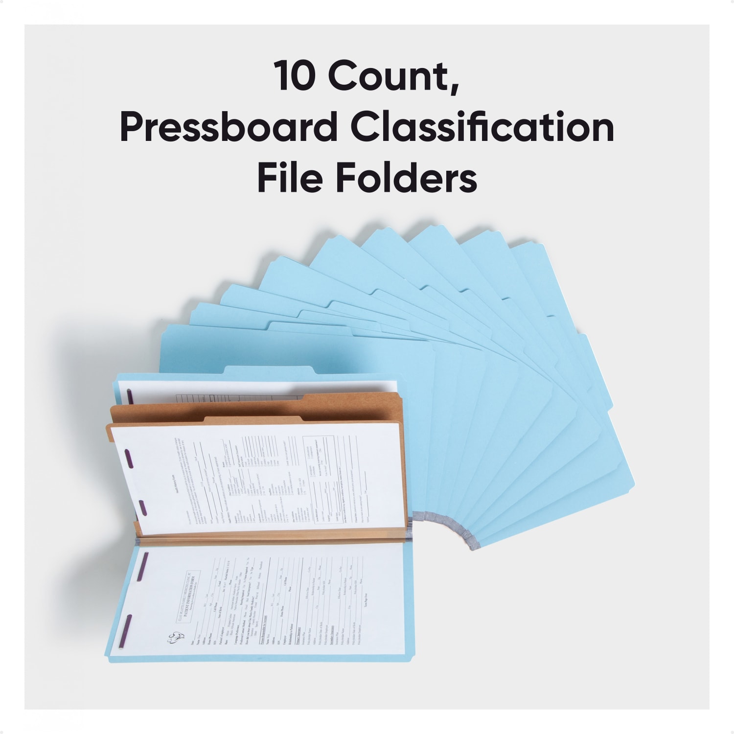 Smead Classification Folders, Top-Tab With SafeSHIELD Coated Fasteners, 2in Expansion, Legal Size, 50% Recycled, Blue, Box Of 10 - Image 4