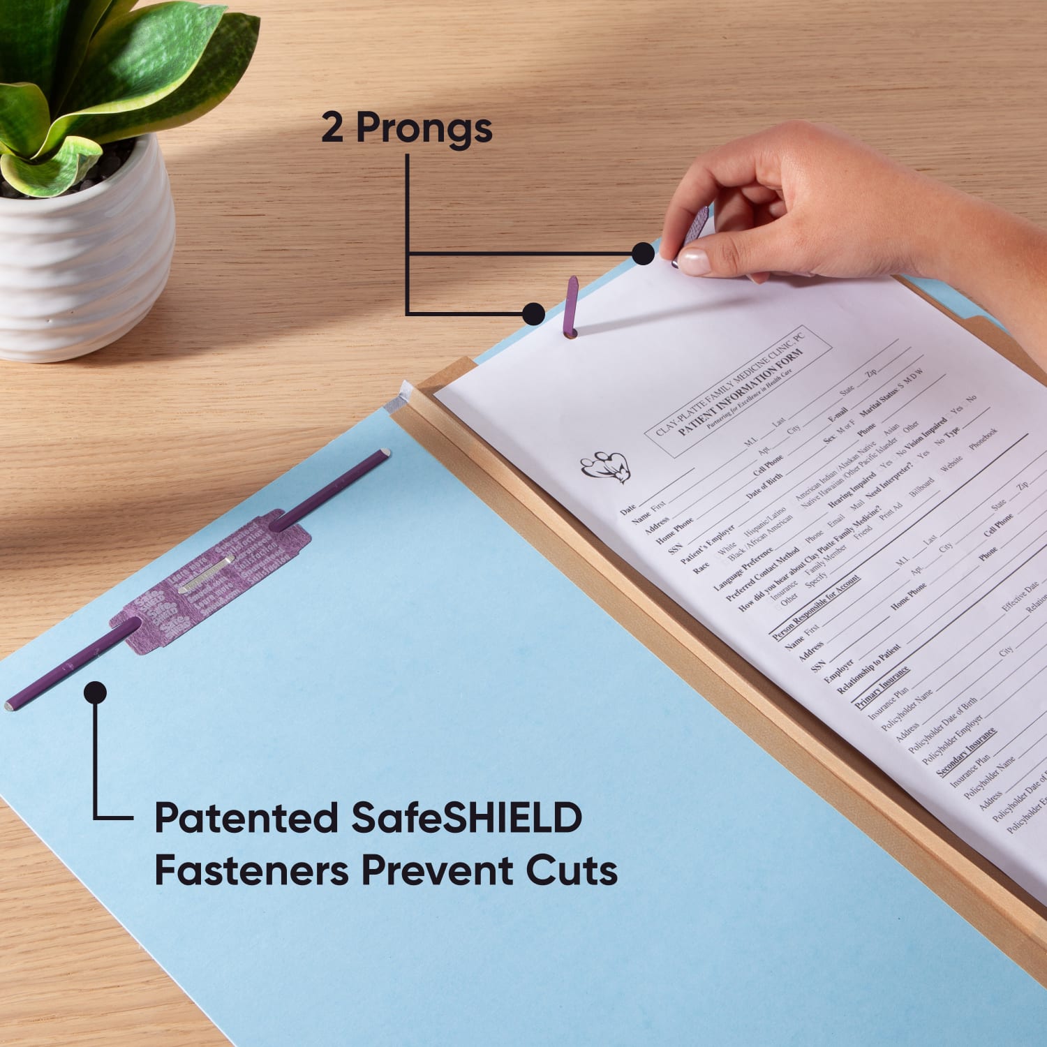 Smead Classification Folders, Top-Tab With SafeSHIELD Coated Fasteners, 2in Expansion, Legal Size, 50% Recycled, Blue, Box Of 10 - Image 6