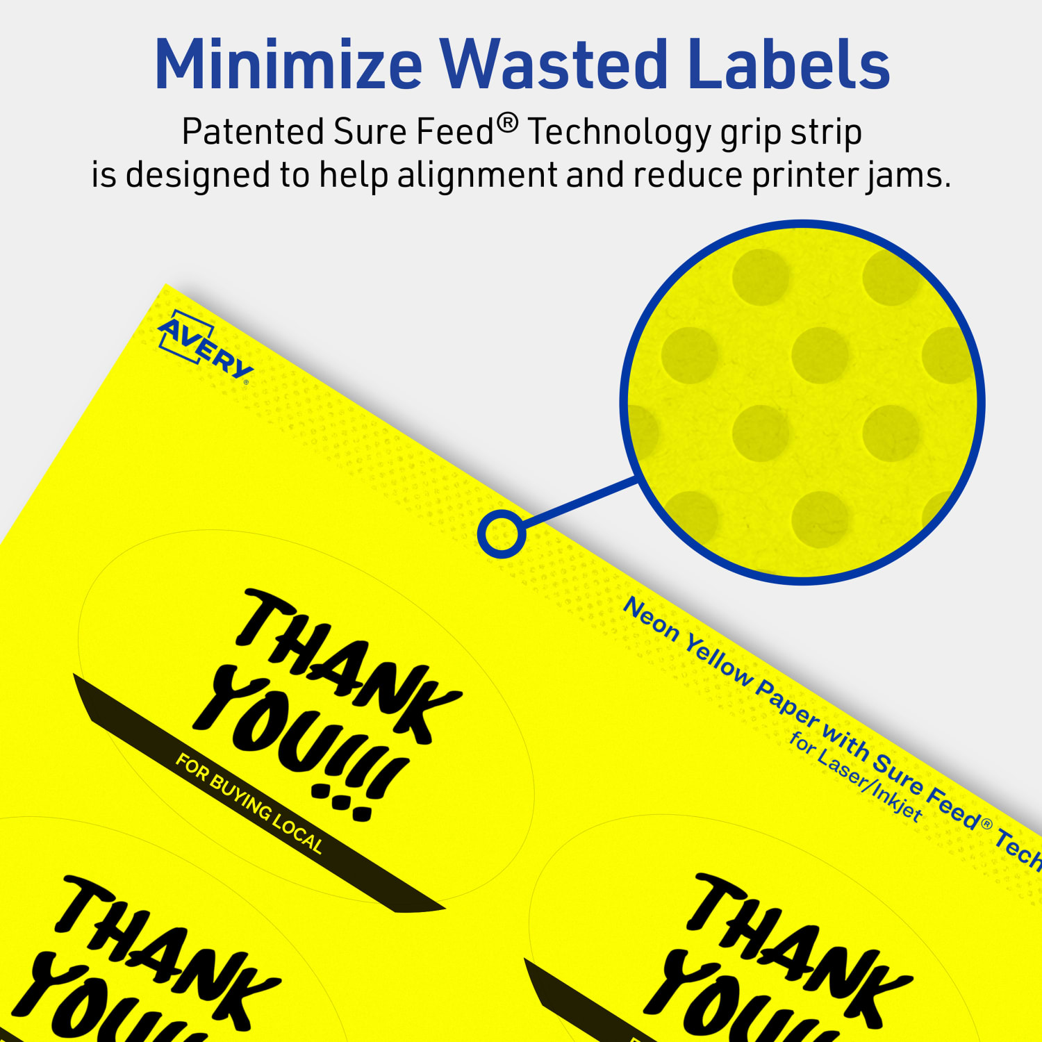 Avery Print-To-The-Edge Labels With Sure Feed Technology And Easy Peel Label Feature, 94056-NYP10, Oval, 2in x 3-1/3in, Matte Neon Yellow, Pack of 80 - Image 5