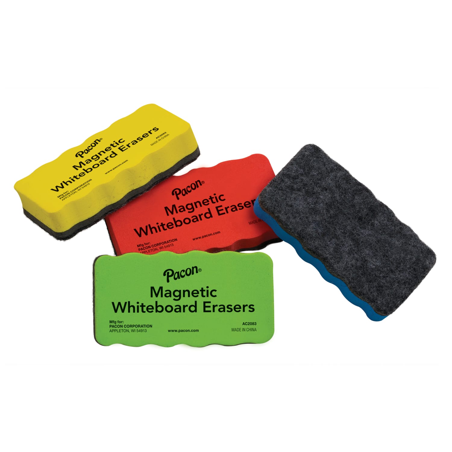 Pacon Magnetic Chalk & Whiteboard Erasers, 2-1/4in x 4-1/4in, Assorted Colors, 4 Erasers Per Pack, Set Of 3 Packs - Image 3