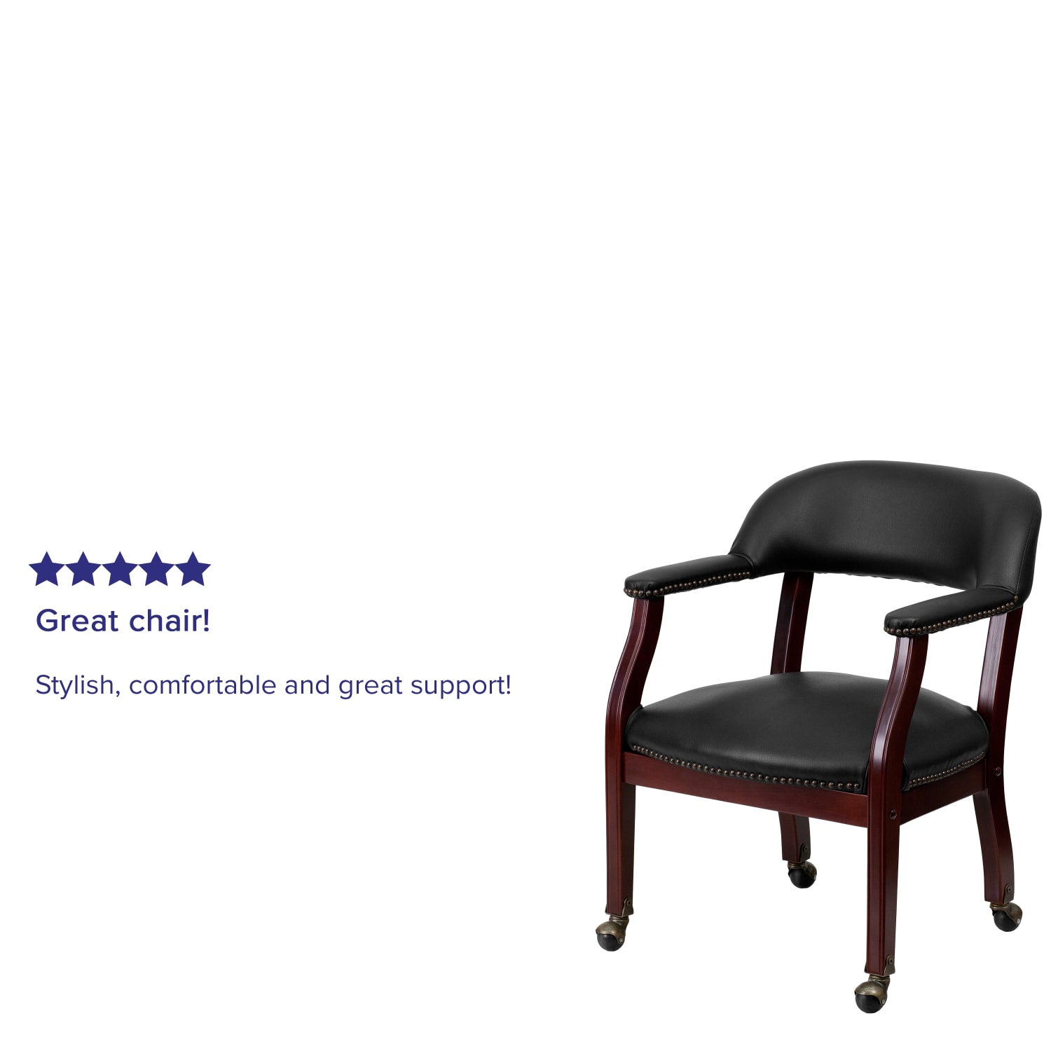 Flash Furniture Luxurious Vinyl Rolling Conference Guest Chair, Black - Image 5