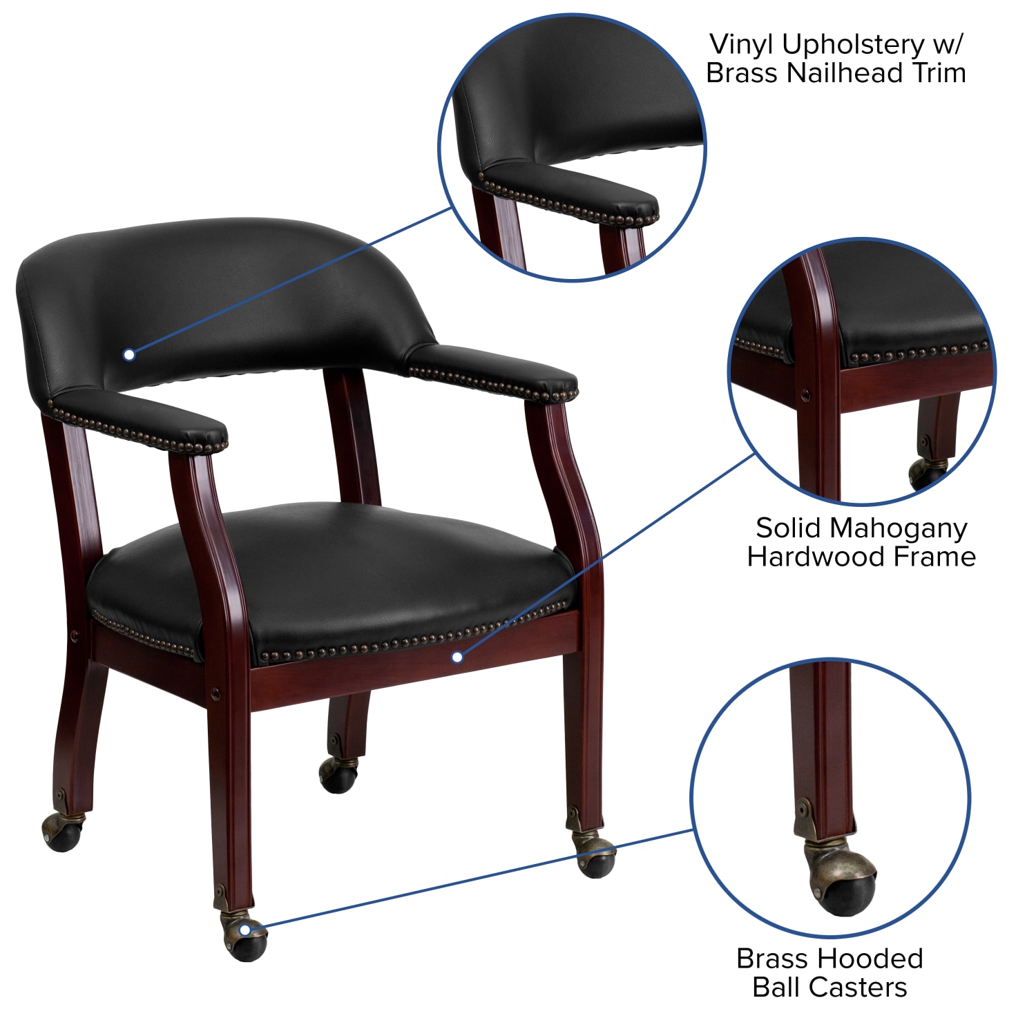 Flash Furniture Luxurious Vinyl Rolling Conference Guest Chair Black PopularChairscom