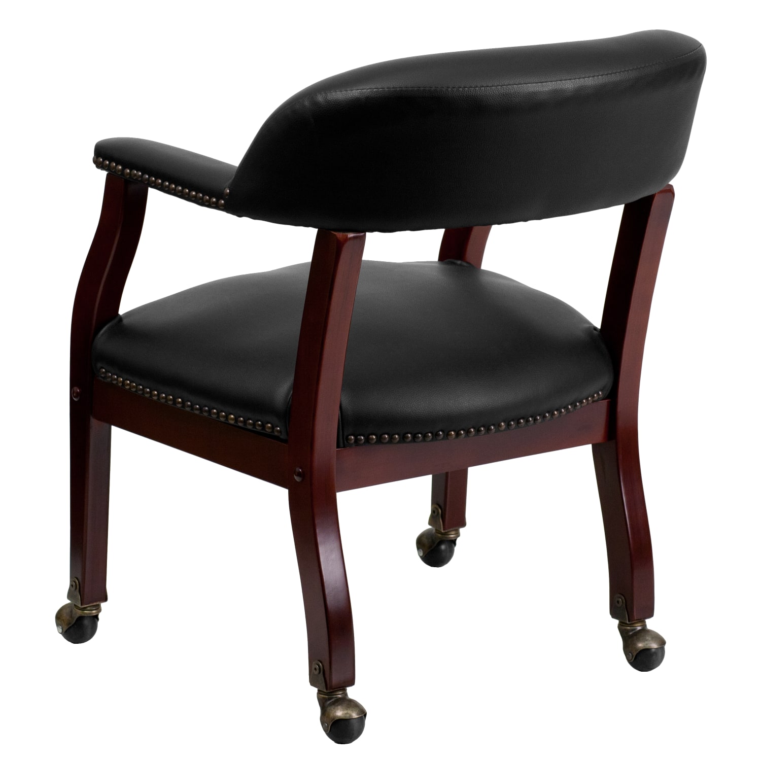 Flash Furniture Luxurious Vinyl Rolling Conference Guest Chair Black PopularChairscom