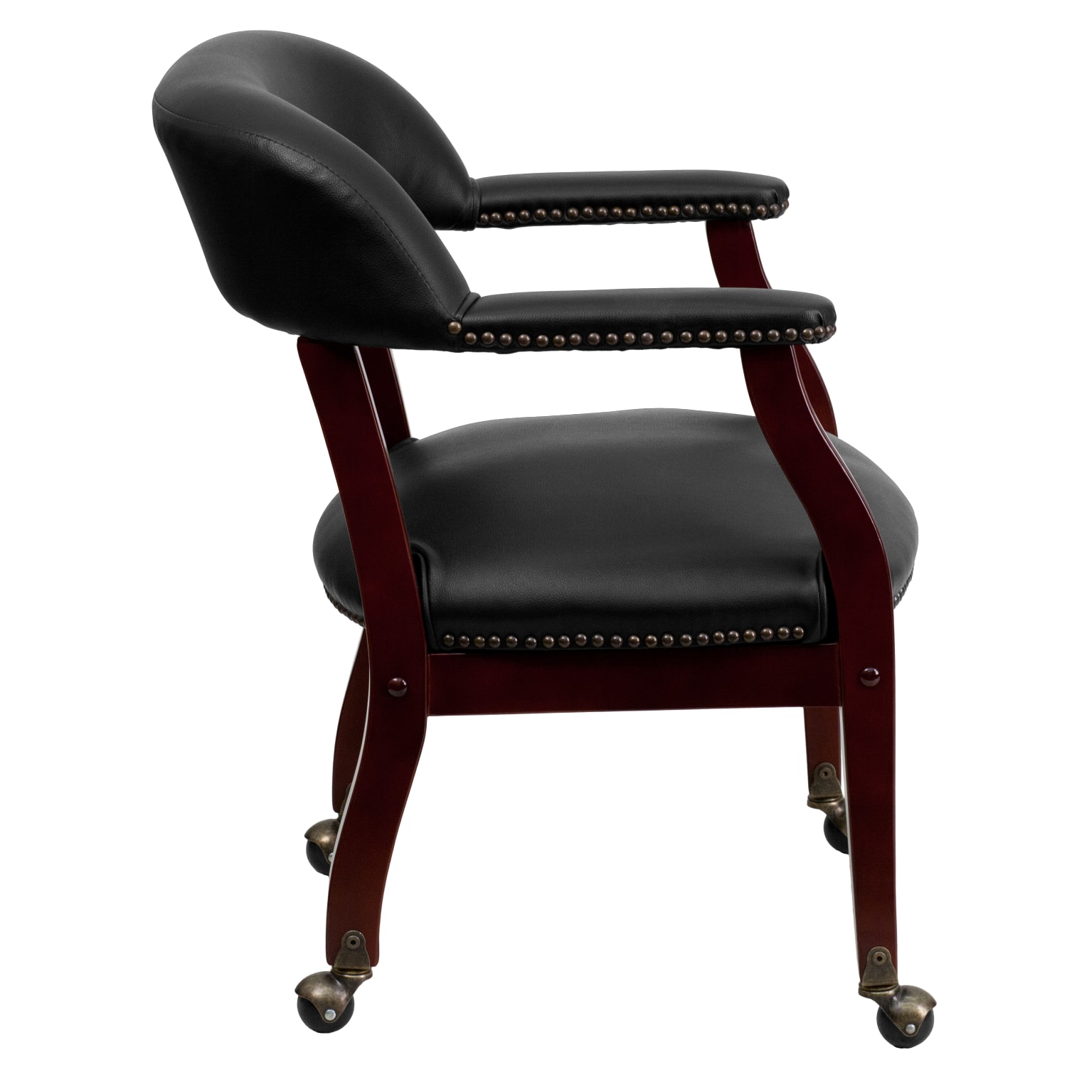 Flash Furniture Luxurious Vinyl Rolling Conference Guest Chair Black PopularChairscom