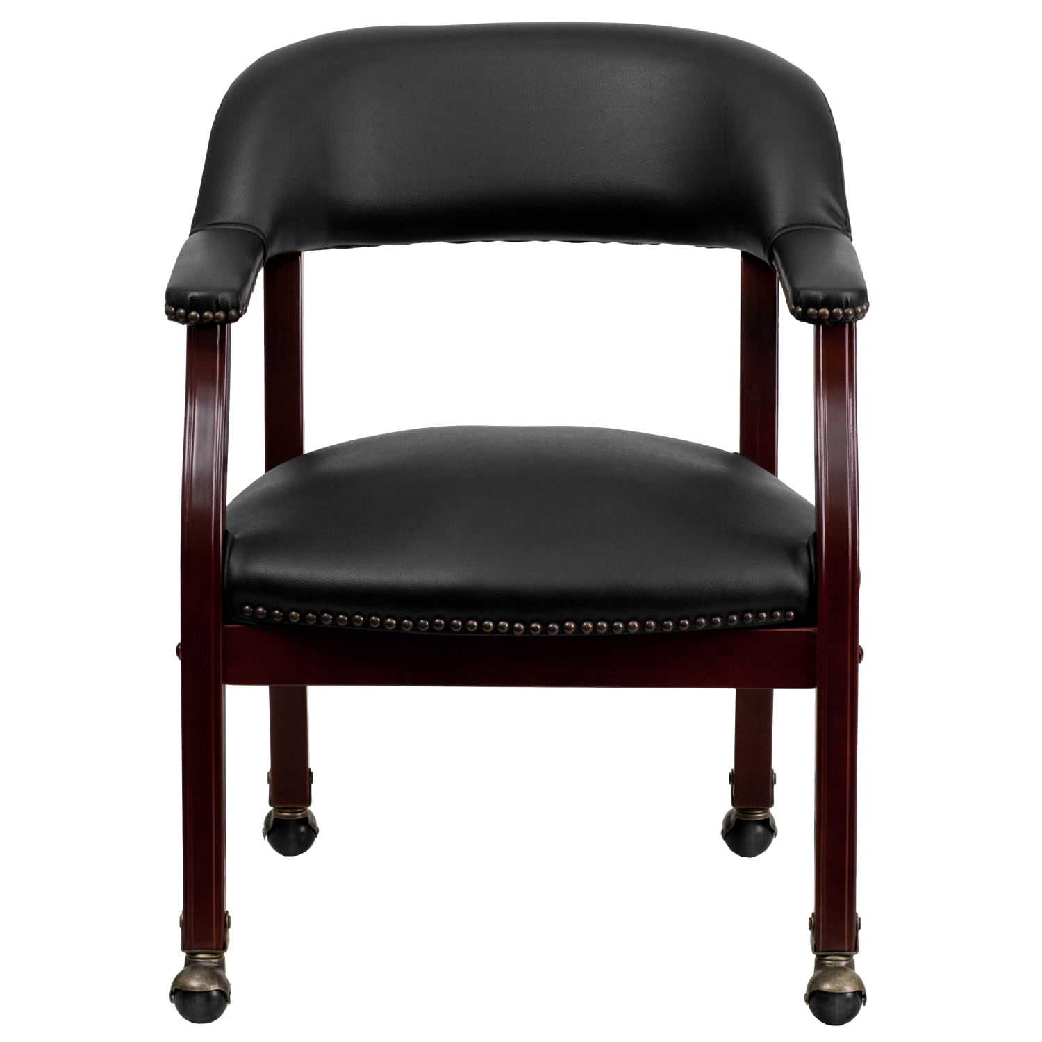 Flash Furniture Luxurious Vinyl Rolling Conference Guest Chair Black PopularChairscom