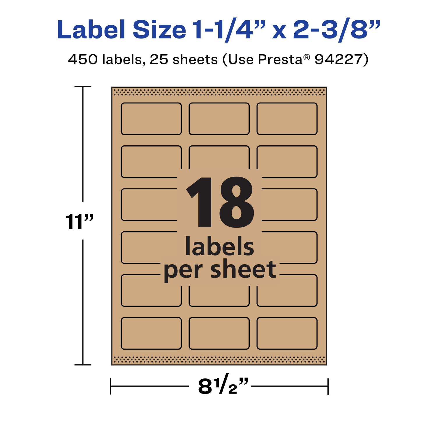 Avery Kraft Permanent Labels With Sure Feed, 94227-KMP25, Rectangle, 1-1/4in x 2-3/8in, Brown, Pack Of 450 - Image 6
