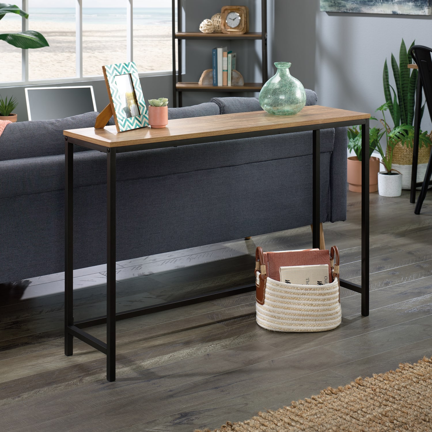 Sauder North Avenue Sofa Table, 28inH x 41-1/2inW x 11-1/2inD, Sindoori Mango/Black - Image 3