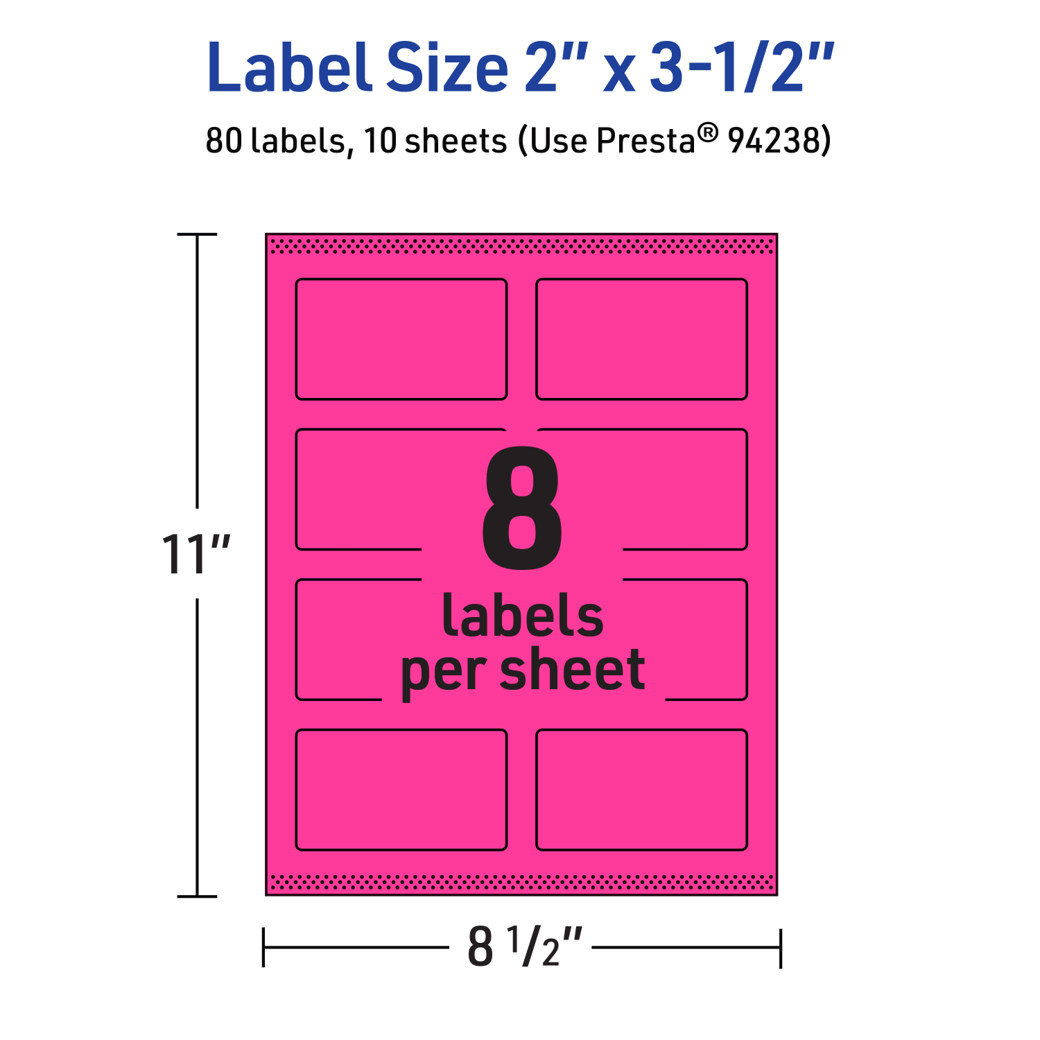 Avery Print-To-The-Edge Labels With Sure Feed Technology And Easy Peel, 94238-NMP10, Rectangle, 2in x 3-1/2in, Matte Neon Magenta, Pack of 80 - Image 6