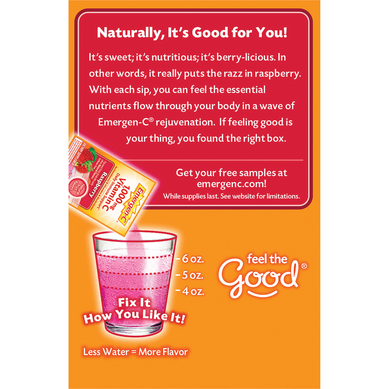 Emergen-C Vitamin C Drink Mix For Immune Support, 0.32 Oz, Raspberry, Box Of 30 Packs - Image 3