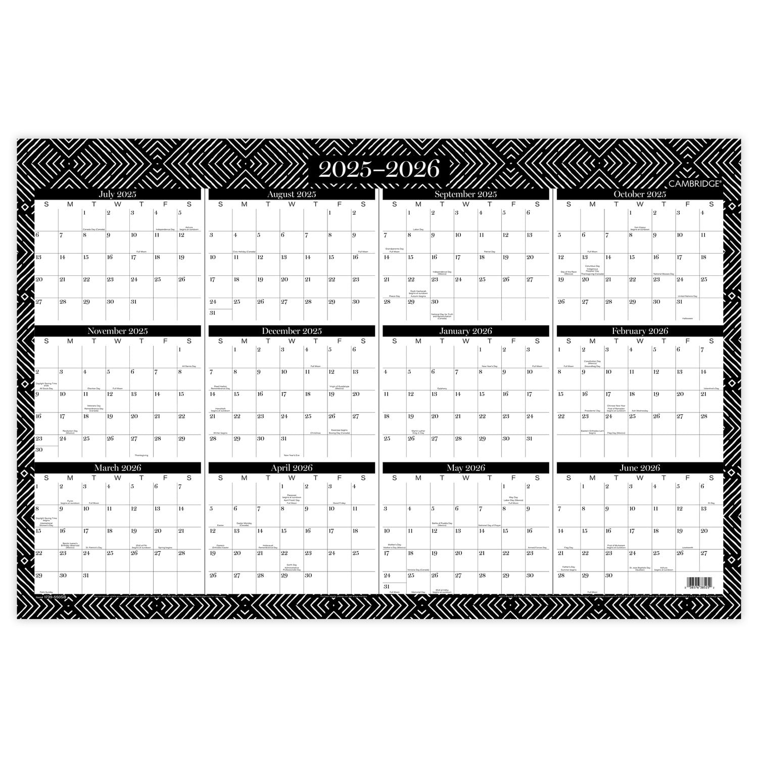 Cambridge Dakota 2025-2026 Erasable Wall Calendar, Reversible Academic Year/Regular Year, Extra Large, 24in x 36in - Image 3
