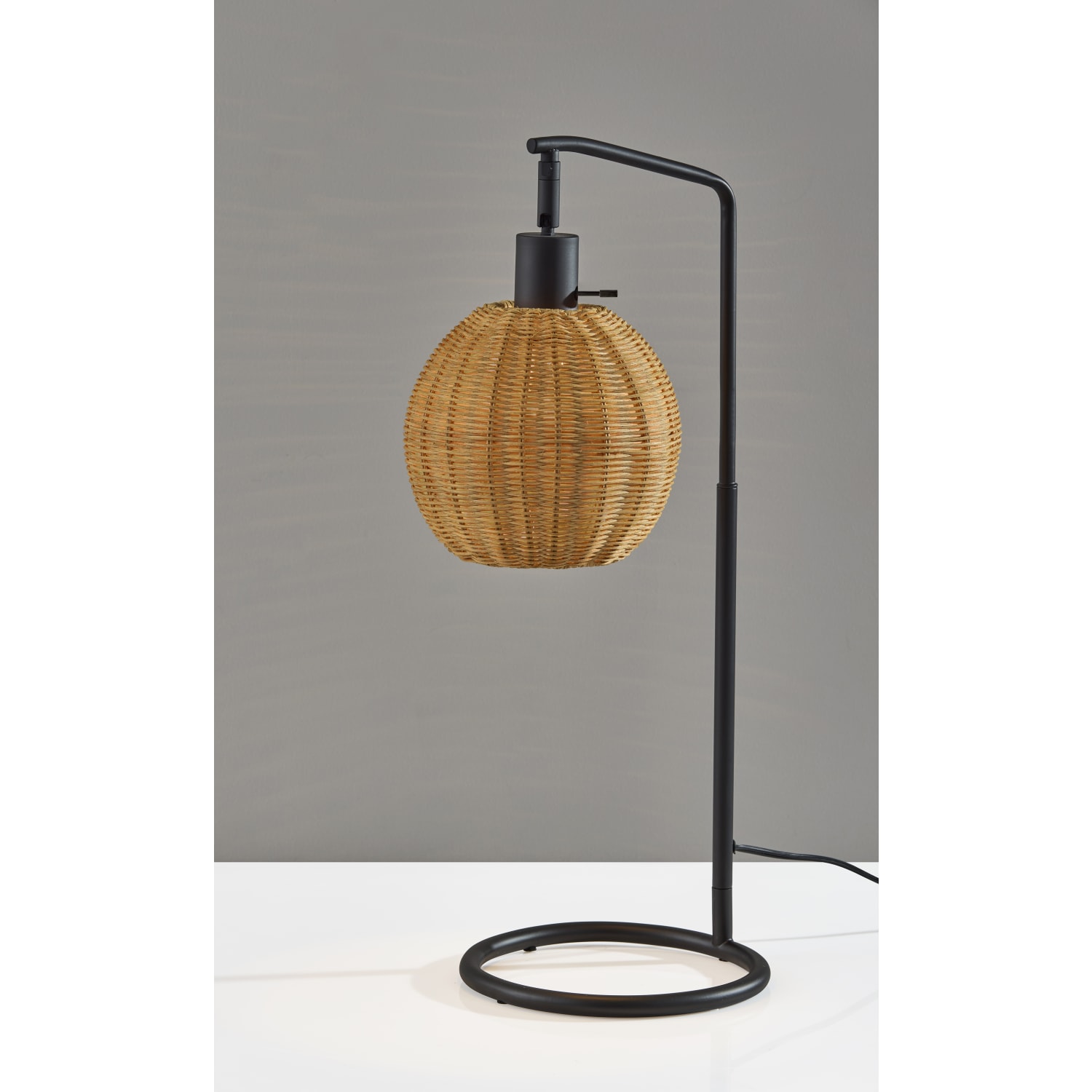 Adesso Maeve Table Lamp, Black/Brown Rattan Shade - Image 5