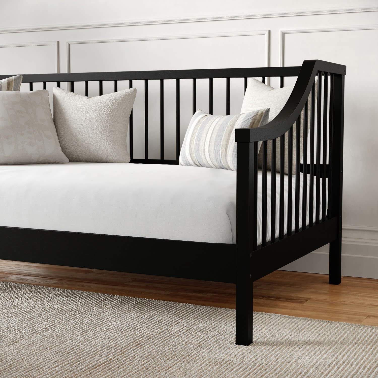 Flash Furniture Martha Stewart Neely Solid Wood Platform Daybed with Wooden Spindles and Slatted Foundation with No Box Spring Required, Black, Twin - Image 6