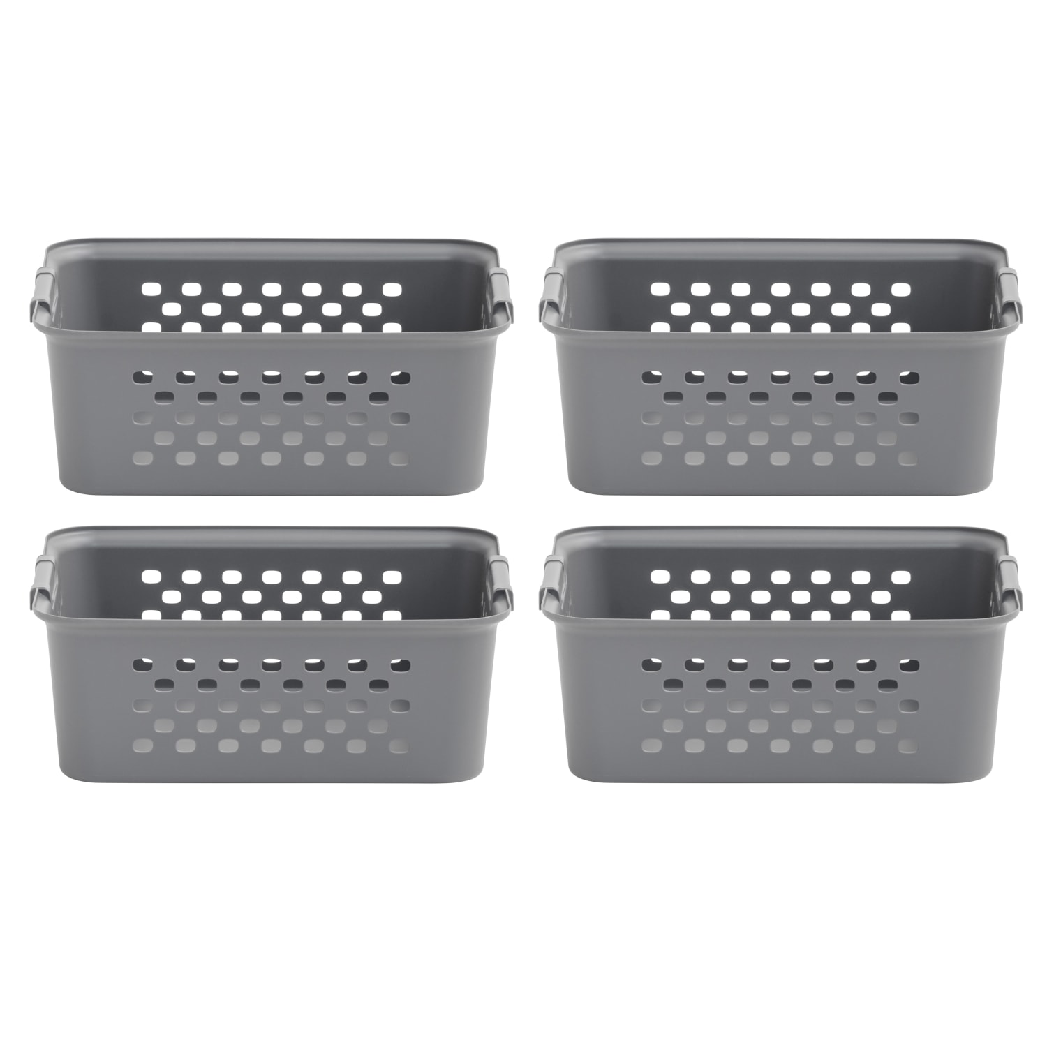 Iris Plastic Storage Baskets, Medium, 10-1/4inH x 12-7/16inW x 14-13/16inD, Gray, Set Of 4 Baskets - Image 4