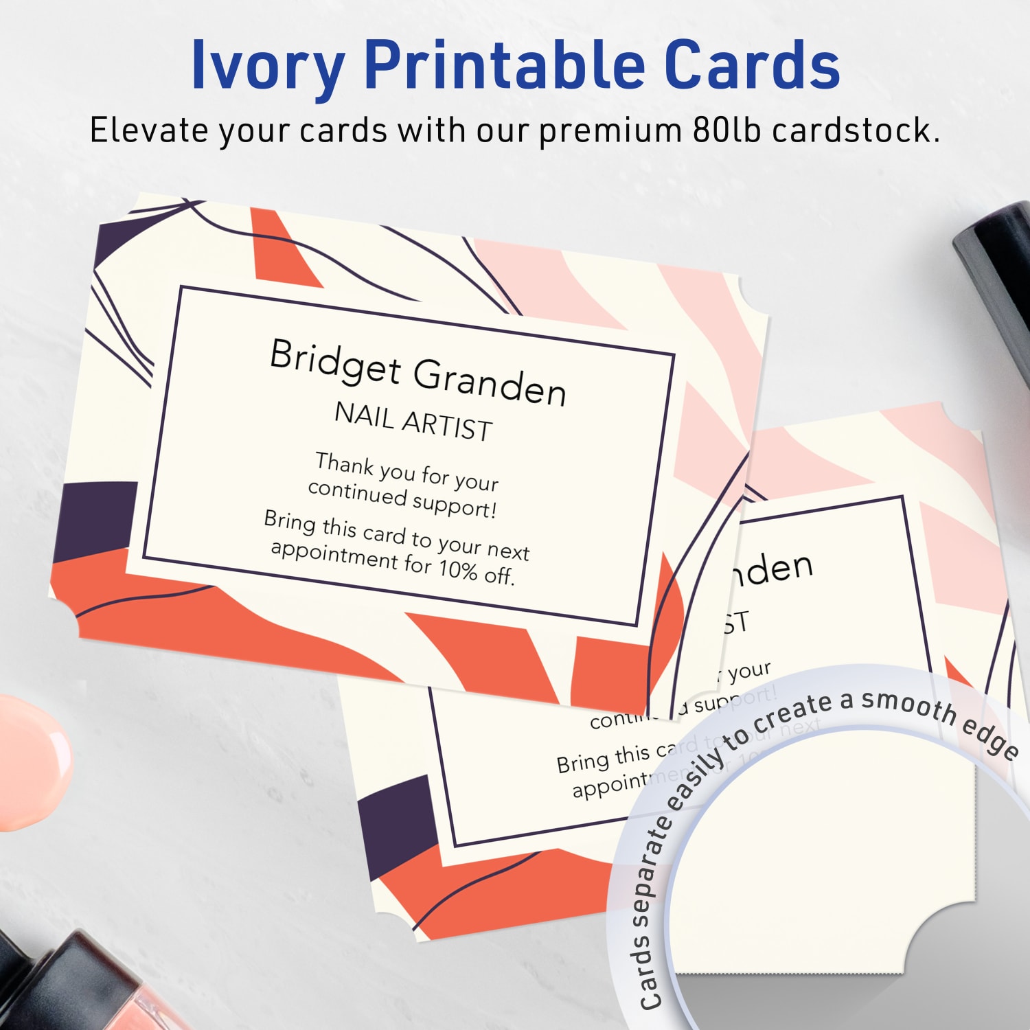 Avery Printable Postcards, 3-1/2in x 5in Rectangle Scalloped Edge, Matte Ivory, Pack Of 100 - Image 3