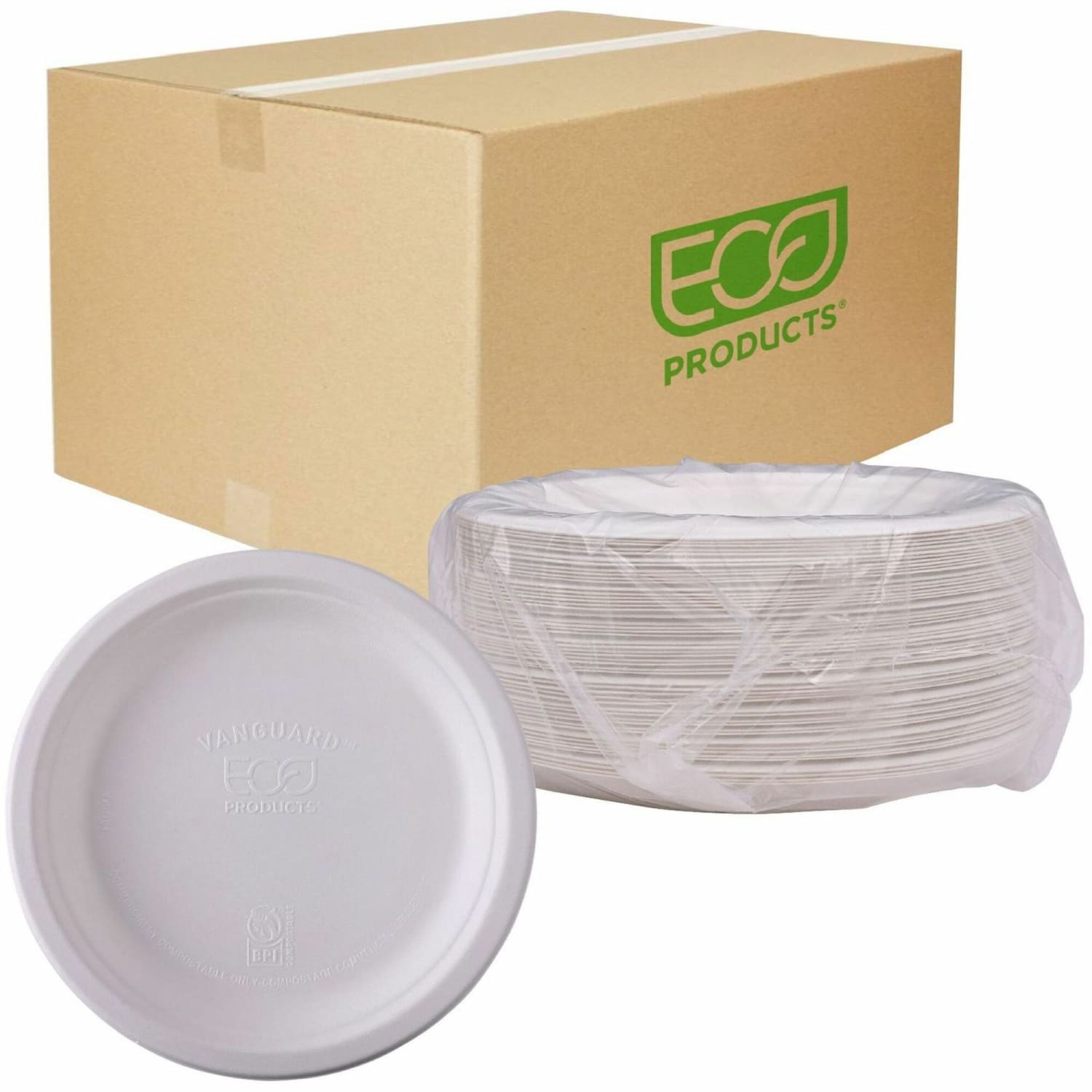 Eco-Products Vanguard Sugarcane Plates, 6in, White, Pack Of 1,000 Plates - Image 3