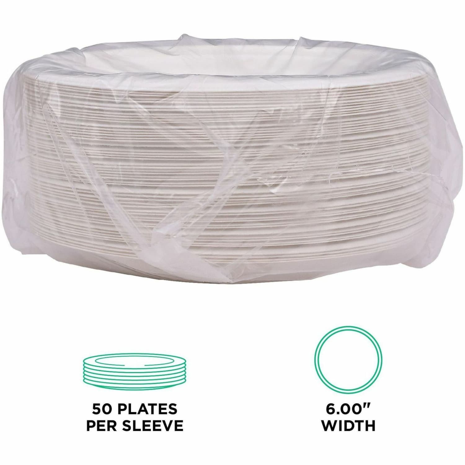 Eco-Products Vanguard Sugarcane Plates, 6in, White, Pack Of 1,000 Plates - Image 5