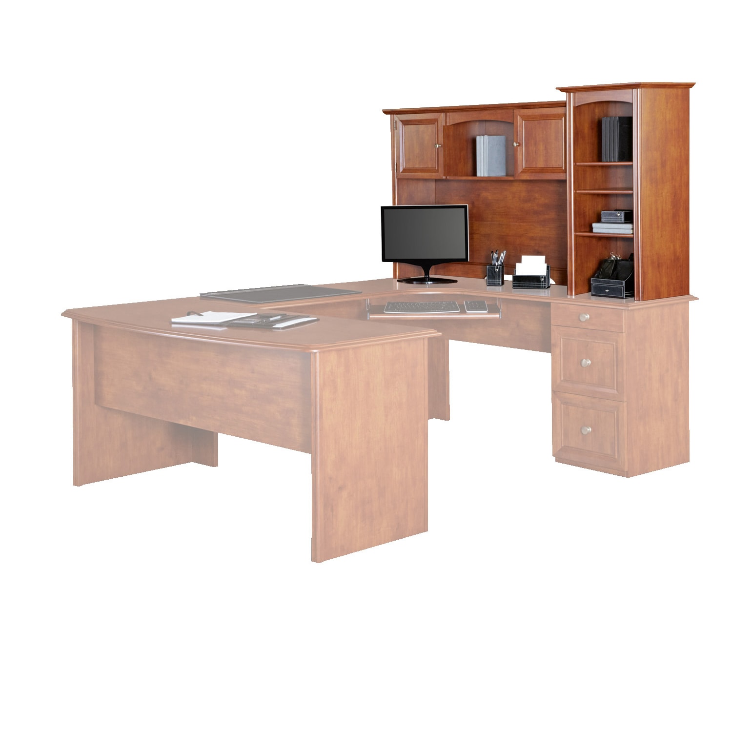 Realspace Broadstreet 65inW Hutch For U-Shaped Desk, Maple - Image 3