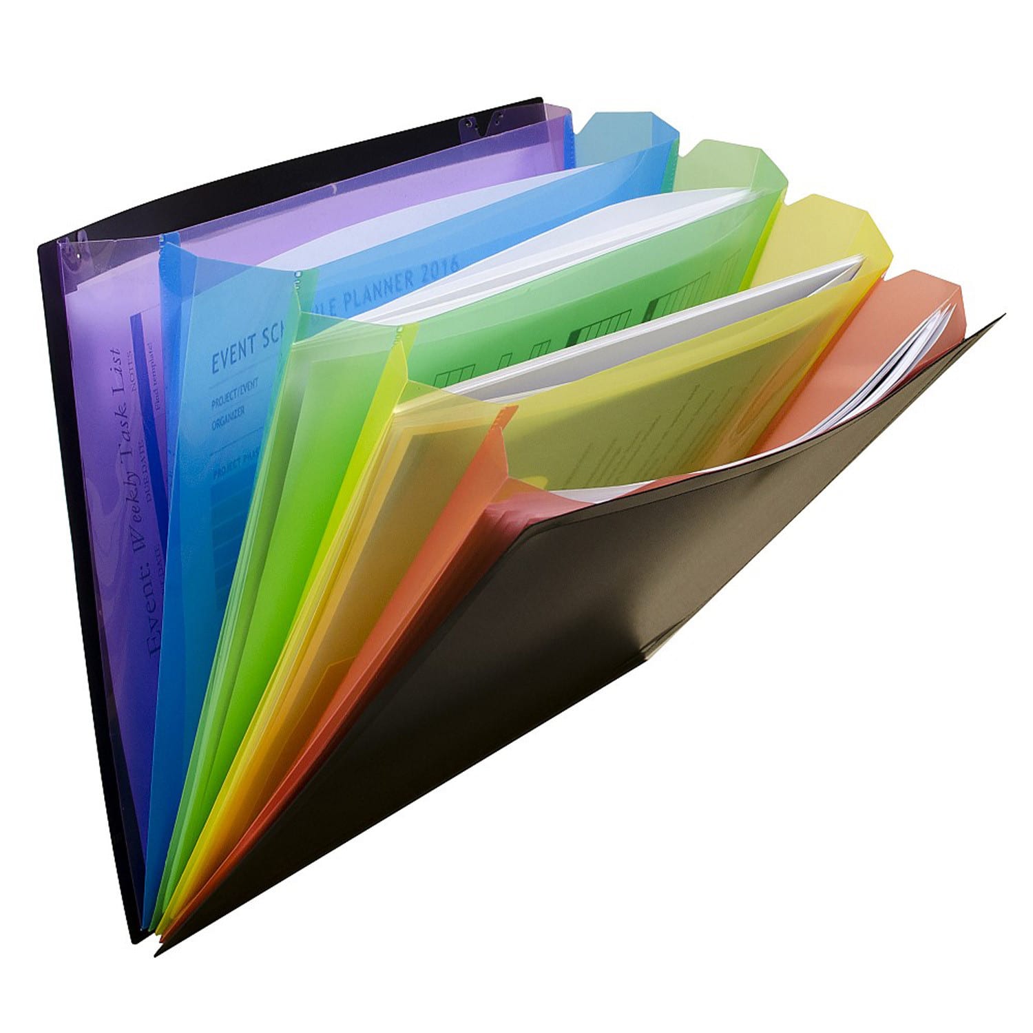 C-Line Rainbow Document Sorter, 5-Pocket, Letter Size, Black/Multicolor, Pack Of 3 - Image 4