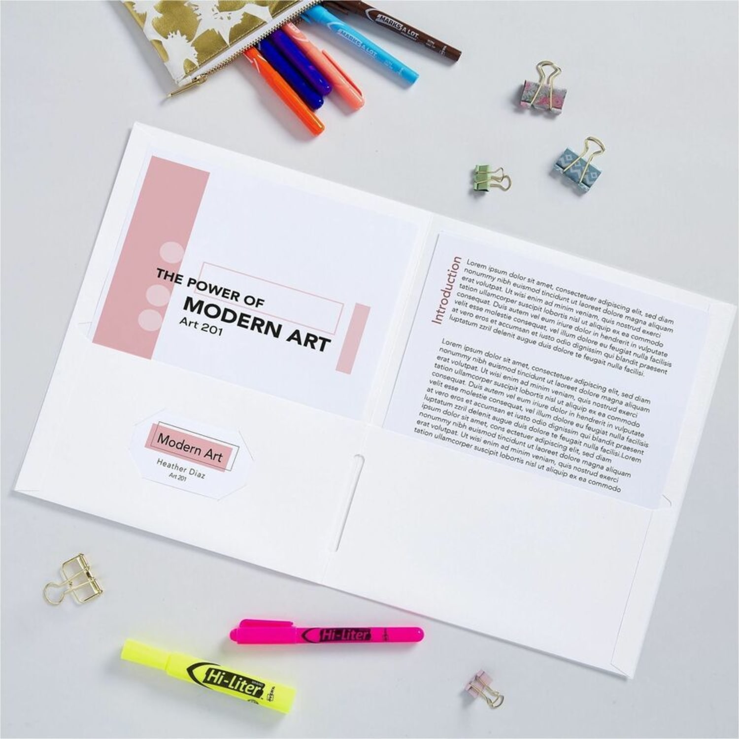 Avery Letter Pocket Folder - 8 1/2in x 11in - 40 Sheets Capacity - 2 Internal Pocket(s) - Embossed Paper - White - Embossed - 25/Box - 5 / Carton - Image 5