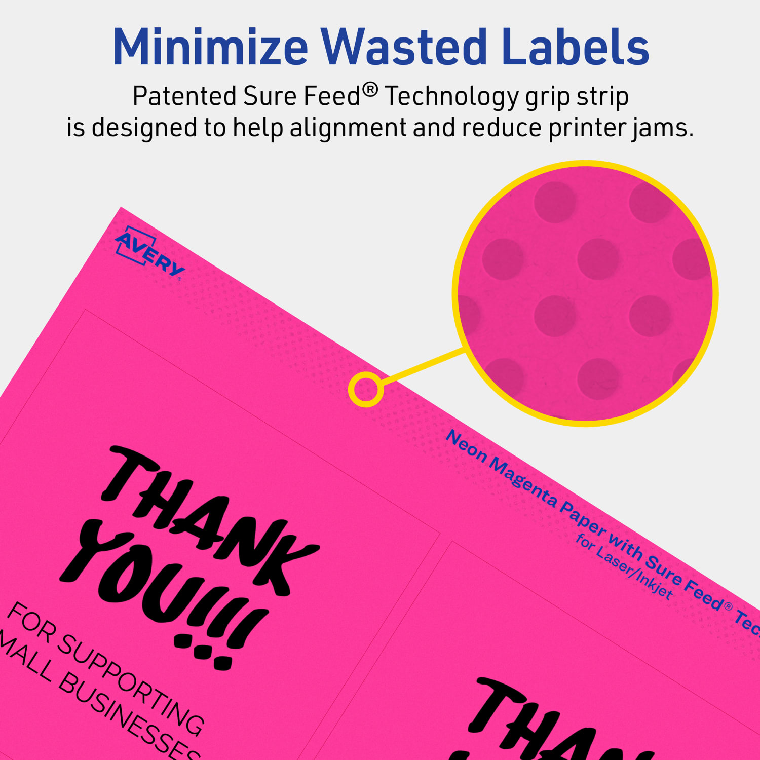 Avery Printable Labels With Sure Feed Technology, 94100-NMP10, Square, 4in x 4in, Matte Neon Magenta, Pack of 40 - Image 5