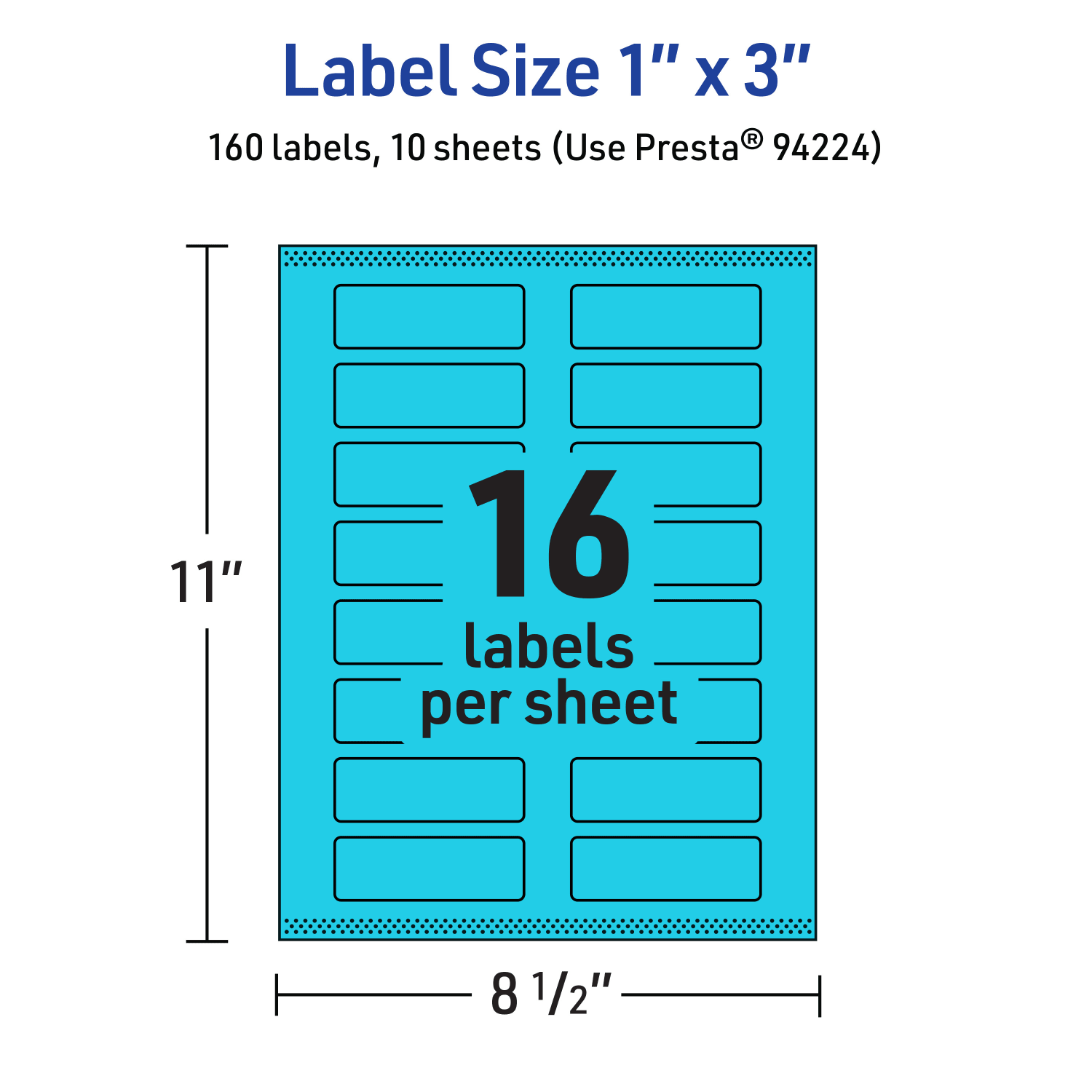 Avery Print-To-The-Edge Labels With Sure Feed Technology And Easy Peel, 94224-BBP10, Rectangle, 1in x 3in, Matte Bright Blue, Pack of 160 - Image 6