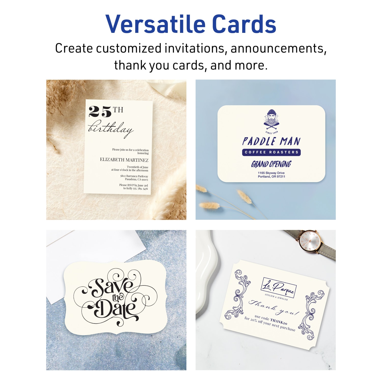 Avery Printable Invitation Cards With Sure Feed Technology, 5in x 7in Rectangle, Matte Ivory, Pack Of 50 - Image 4